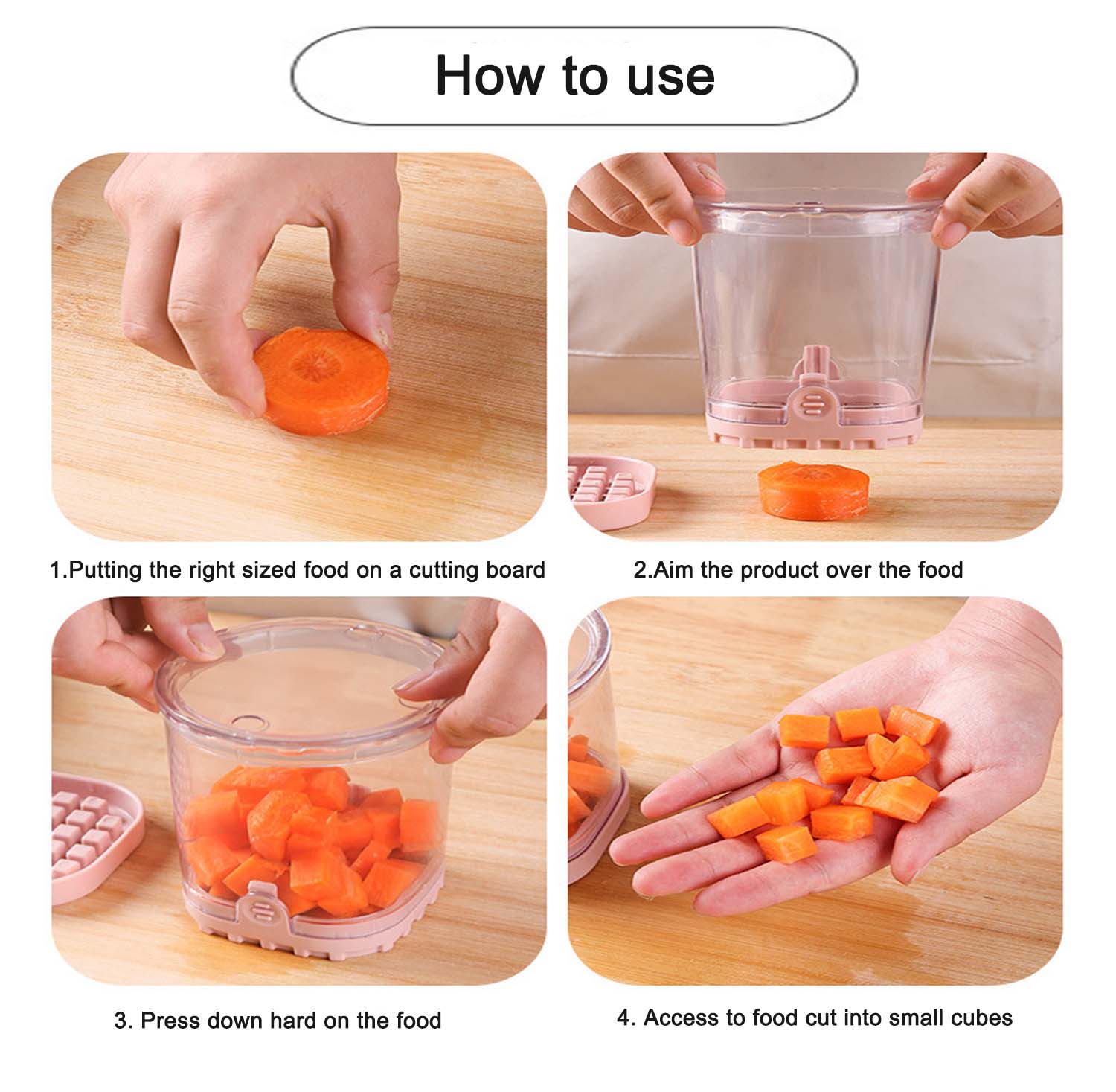 LIIGEMI Veggie Chopper and Vegetable Cutter - Food Dicer with Container for Onion, Strawberry Slicer and Grape Cutter - Efficient Vegetable Chopper(Pink)