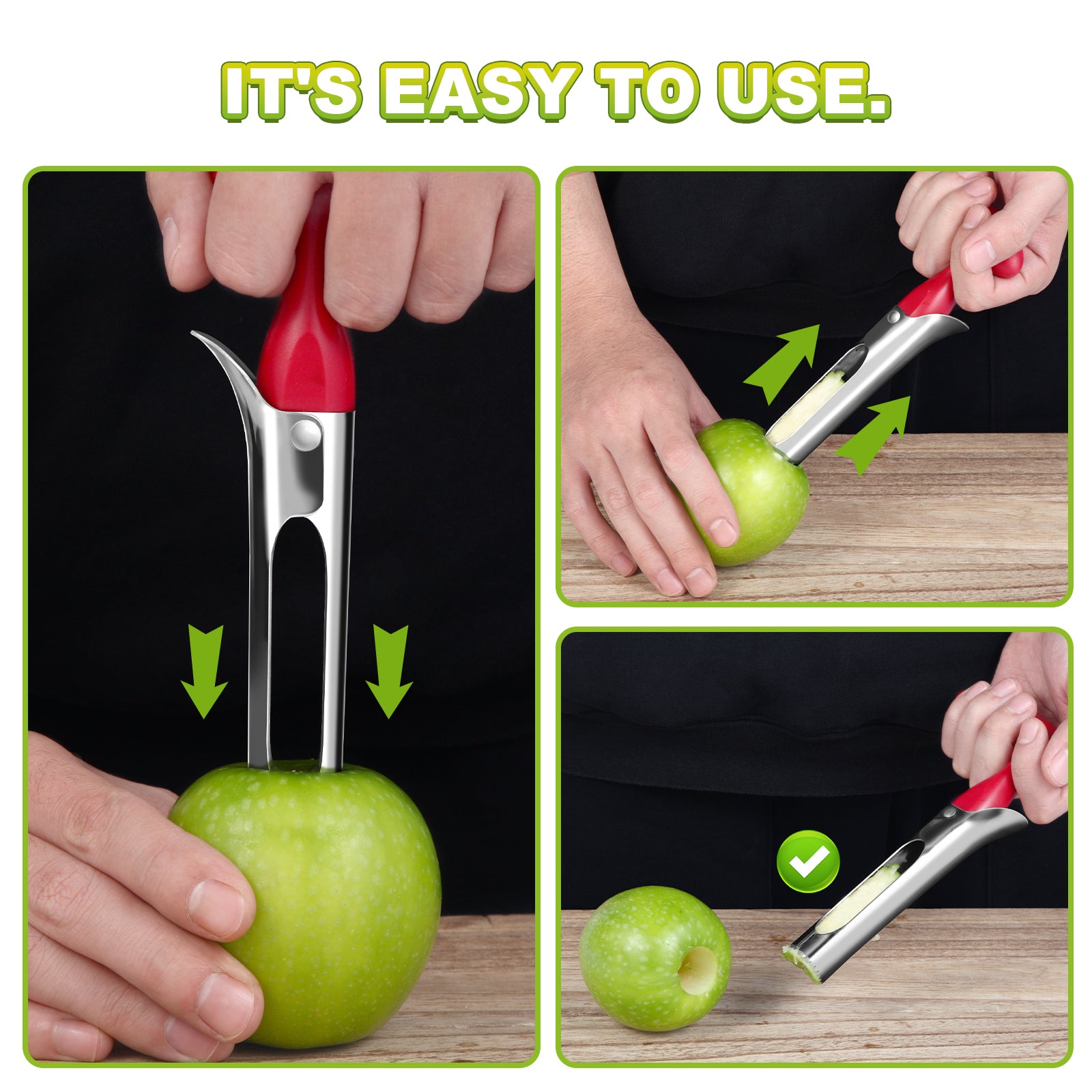 LIIGEMI Apple Corer Tool with Sharp Serrated for Pears,Premium Apple Core Remover ,Easily Core Fruits ,Fruit Flesh Separator Apple Core Puller