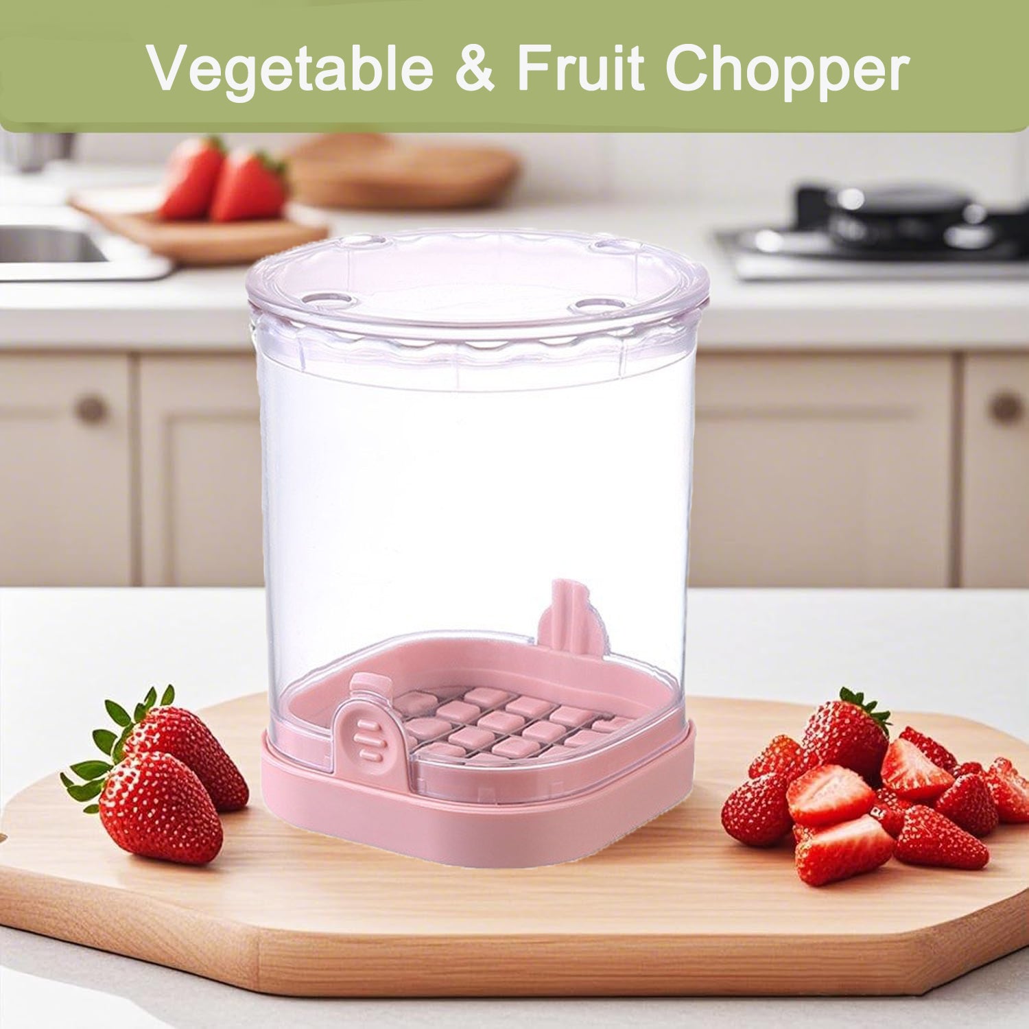 LIIGEMI Veggie Chopper and Vegetable Cutter - Food Dicer with Container for Onion, Strawberry Slicer and Grape Cutter - Efficient Vegetable Chopper(Pink)