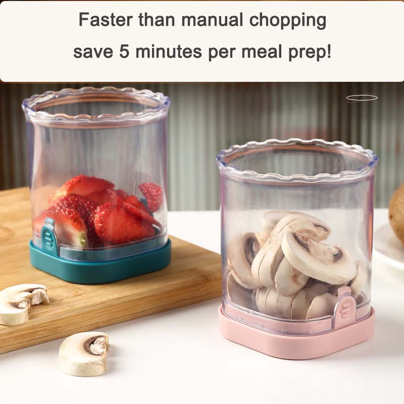 LIIGEMI 8-Blade Fruit & Vegetable Slicer Cup - Strawberry, Banana,Egg, Grape Cutter with Push Plate | 304 Stainless Steel Blades | Extra-Large Capacity for Meal Prep & Salads(Green)
