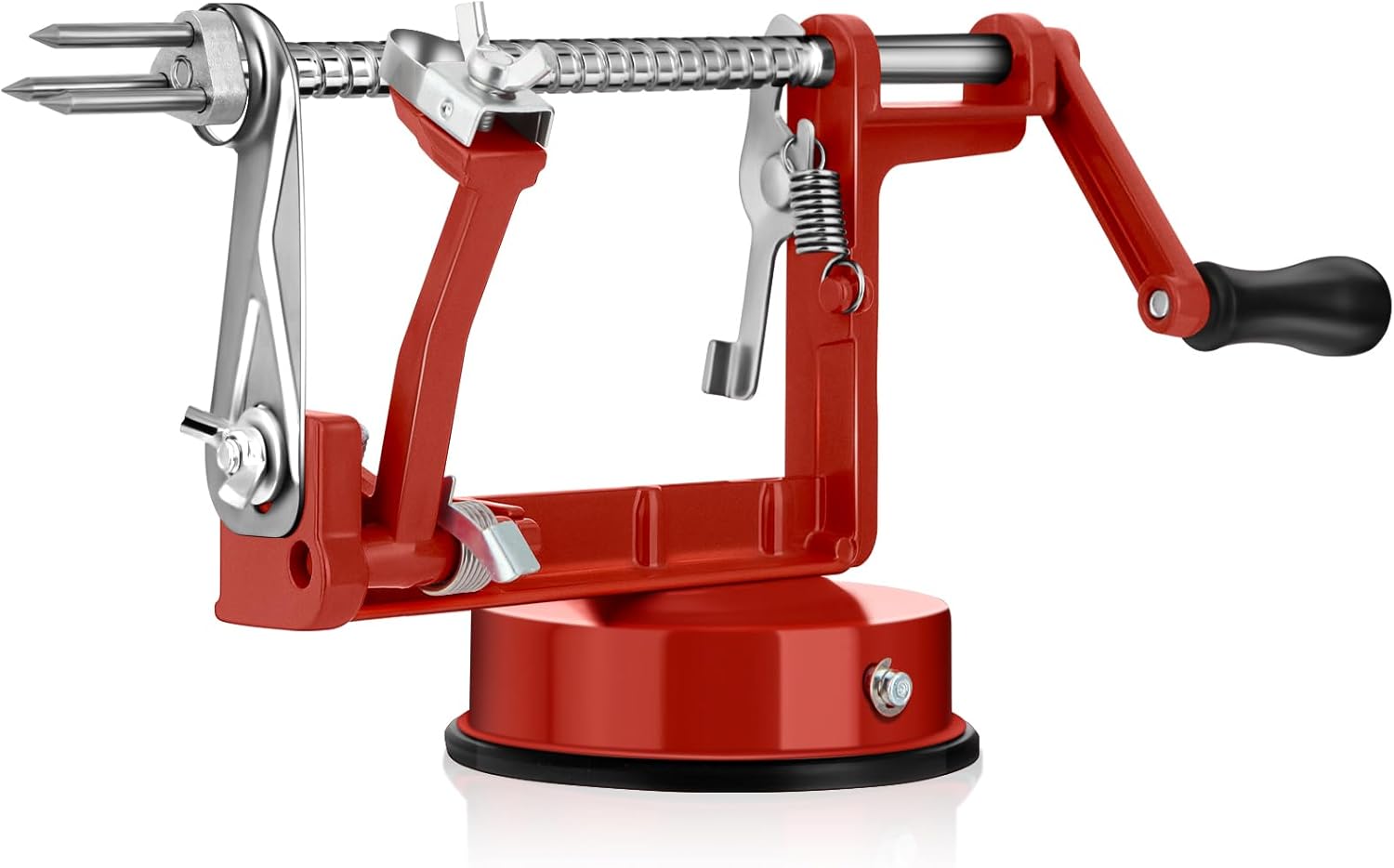Apple Peeler Corer,Apple Slicer With Stainless Steel Blades,Fruit Cutter Machine, Convenient and Funny, Creative Kitchen Tool Gift for Baking Lover(Red)
