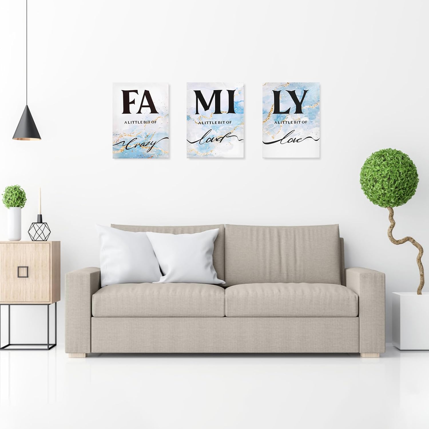 LIIGEMI Family Wall Decor Set of 3,Canvas Wall Art,Family Prints Signs Framed, Retro Artwork Decoration for Bedroom, Living Room, Home Wall Decor(11.8 x15.8 inch)