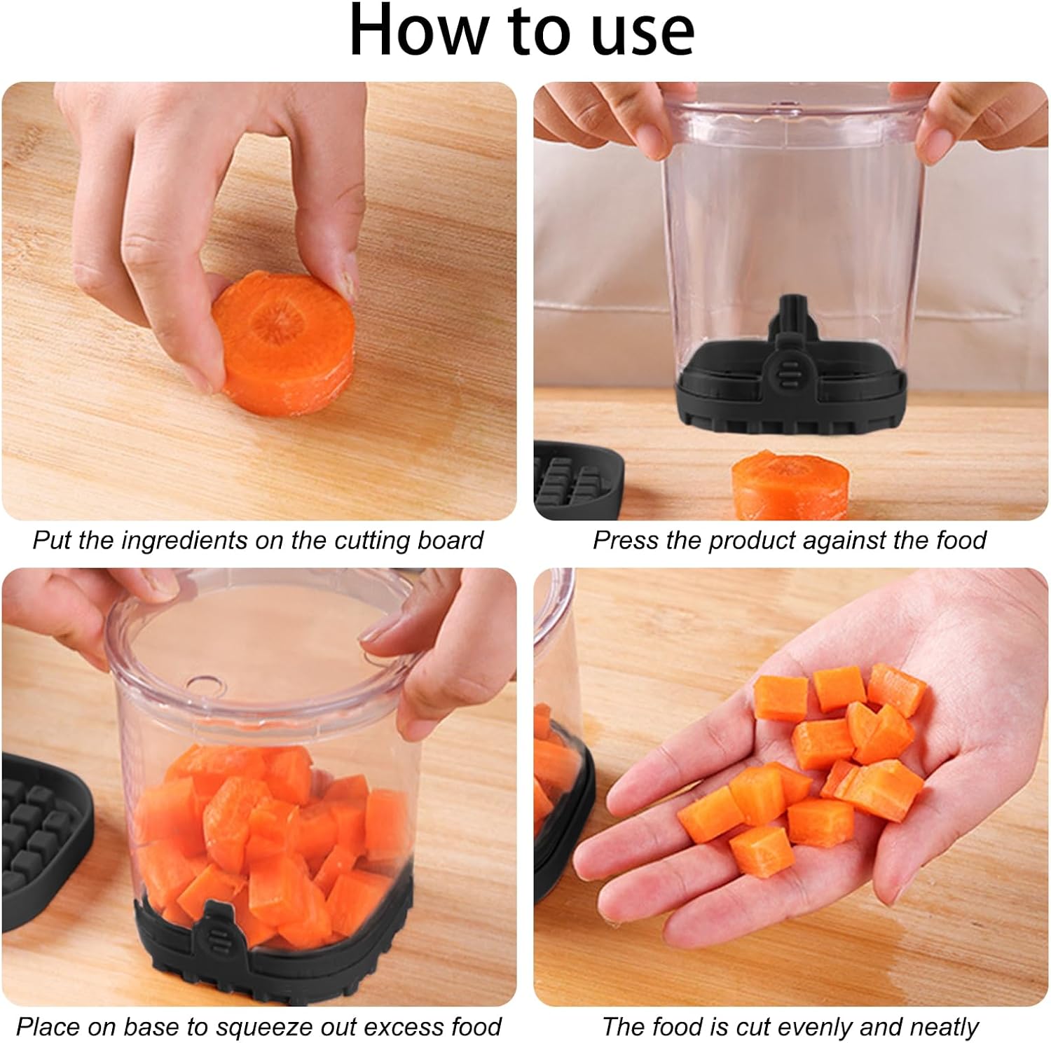 LIIGEMI Veggie Chopper and Vegetable Cutter - Food Dicer with Container for Onion, Strawberry Slicer and Grape Cutter - Efficient Vegetable Chopper(Black)