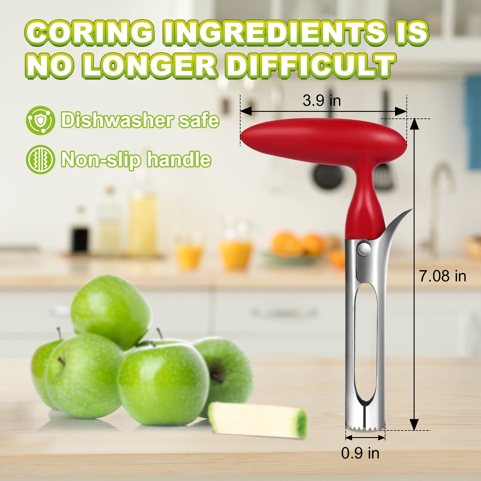 LIIGEMI Apple Corer Tool with Sharp Serrated for Pears,Premium Apple Core Remover ,Easily Core Fruits ,Fruit Flesh Separator Apple Core Puller