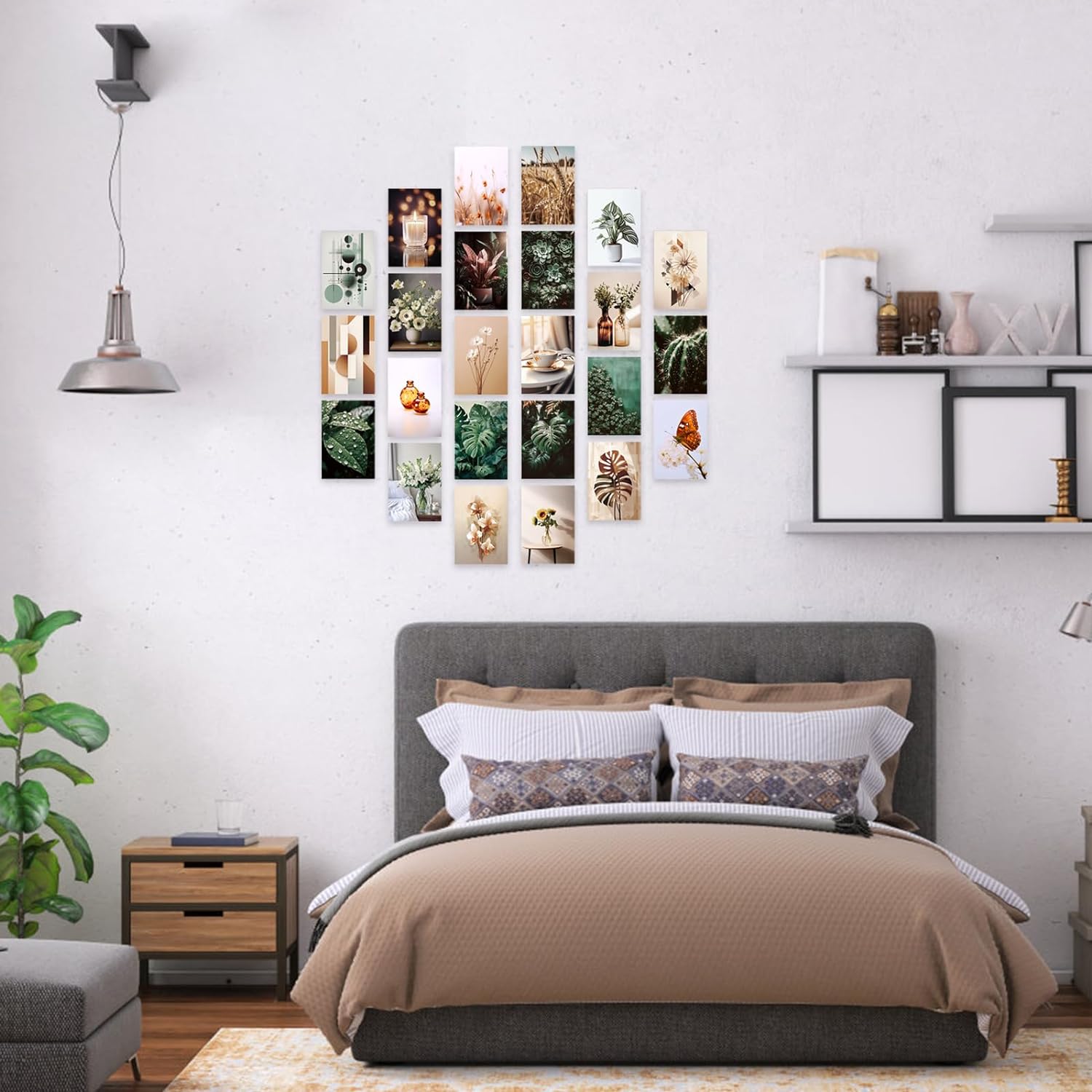 LIIGEMI 70PCS Botanical Wall Collage Kit Aesthetic Pictures, Photo collage kit, Bedroom Decor for Teen Girls, VSCO Girls Bedroom Decor, Aesthetic Posters,70 Set 4x6 Inch (Green)