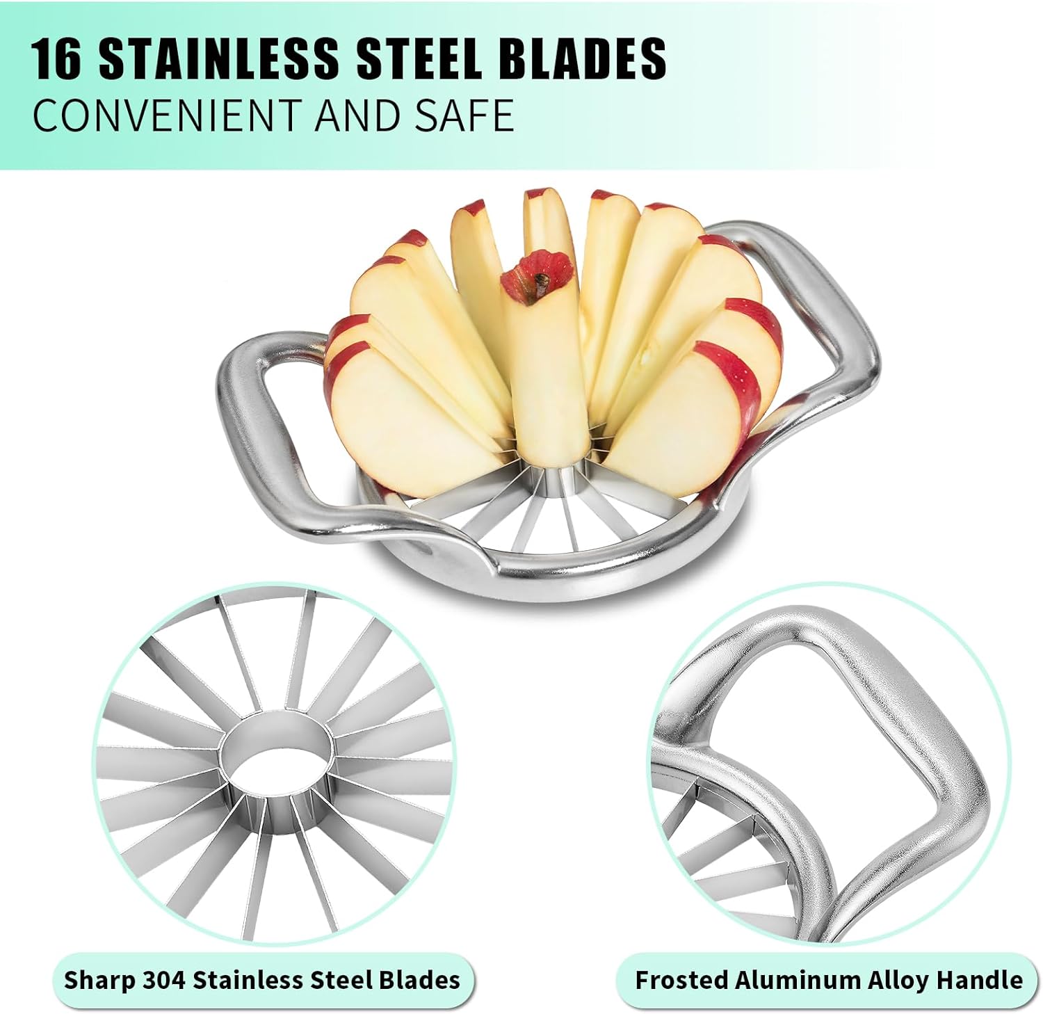 LIIGEMI 5.5 Inch Extra Large Apple Slicer,16-Slice Thin Apple Slicer and Corer,Cutter, Divider, Wedger for Fruits and Vegetables,Sharp and Sturdy,Easy to Use