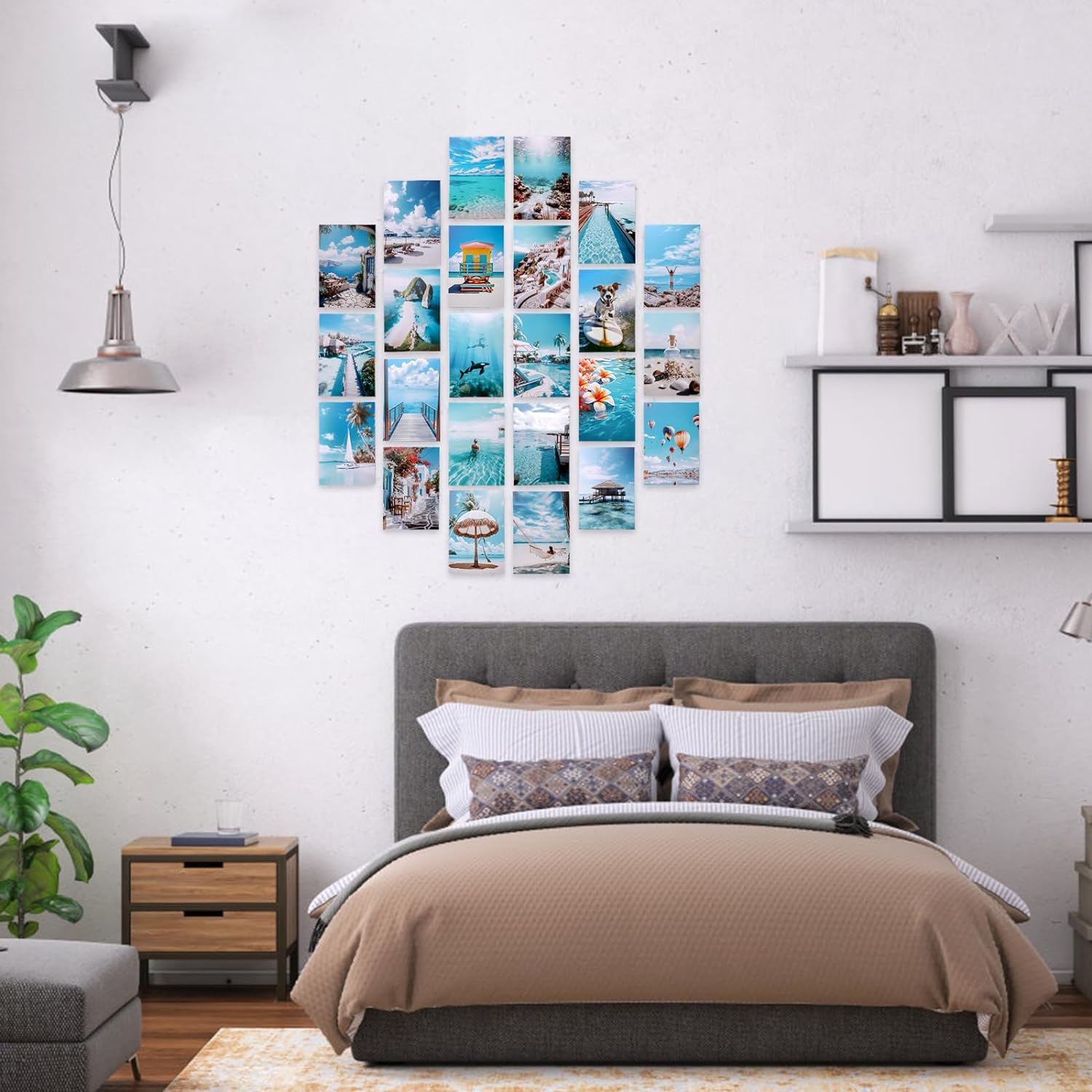 LIIGEMI 70PCS Blue Wall Collage Kit Aesthetic Pictures, Summer Beach Collage Print Kit, Bedroom Decor for Teen Girls, VSCO Girls Bedroom Decor, Aesthetic Posters,70 Set 4x6 Inch (Blue)