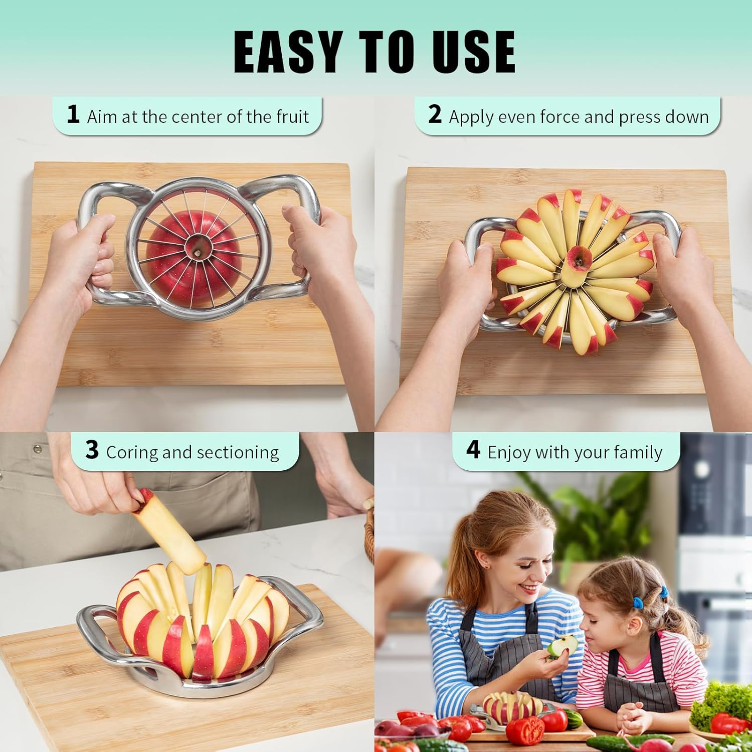 LIIGEMI 5.5 Inch Extra Large Apple Slicer,16-Slice Thin Apple Slicer and Corer,Cutter, Divider, Wedger for Fruits and Vegetables,Sharp and Sturdy,Easy to Use