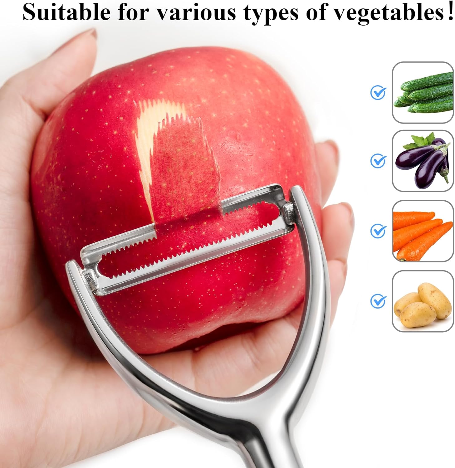LIIGEMI Vegetable and Fruit Peeler,Comfortable Y Shaped Hand Peeler for Kitchen,Stainless Steel Veggie Potato Peeler