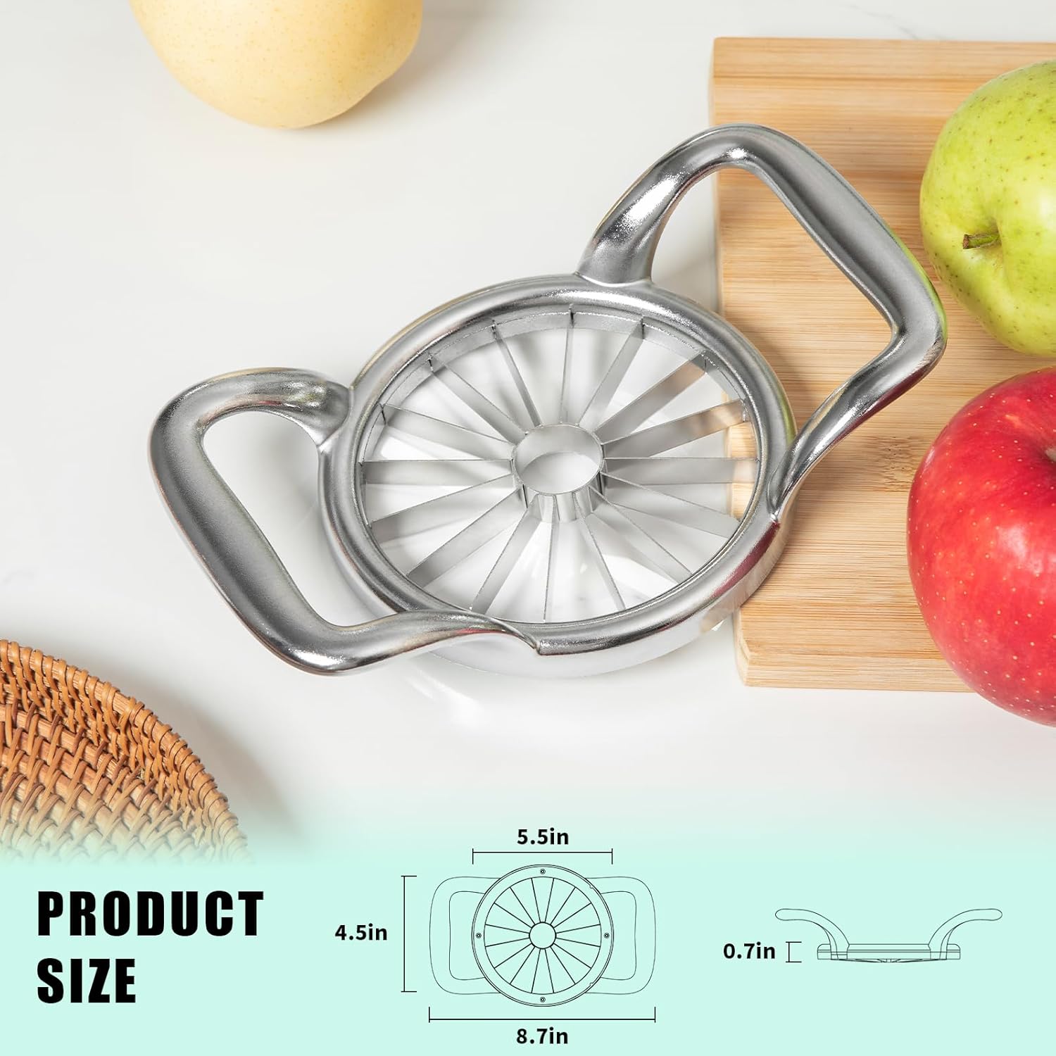 LIIGEMI 5.5 Inch Extra Large Apple Slicer,16-Slice Thin Apple Slicer and Corer,Cutter, Divider, Wedger for Fruits and Vegetables,Sharp and Sturdy,Easy to Use