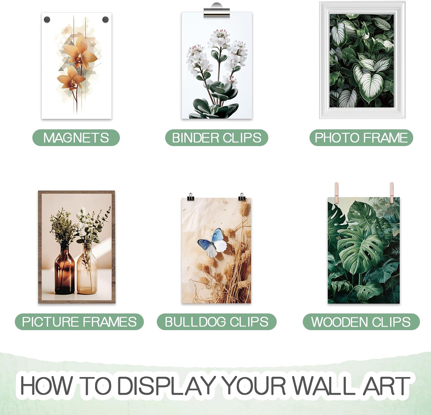 LIIGEMI 70PCS Botanical Wall Collage Kit Aesthetic Pictures, Photo collage kit, Bedroom Decor for Teen Girls, VSCO Girls Bedroom Decor, Aesthetic Posters,70 Set 4x6 Inch (Green)