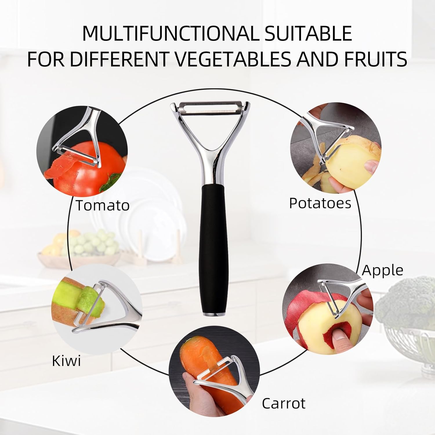 LIIGEMI Stainless Steel Y Peeler with Sharp Blade, Non-slip Plastic Handle for Comfortable Peeling of Potatoes, Apples, Cucumbers, and More - Dishwasher Safe Vegetable Peeler
