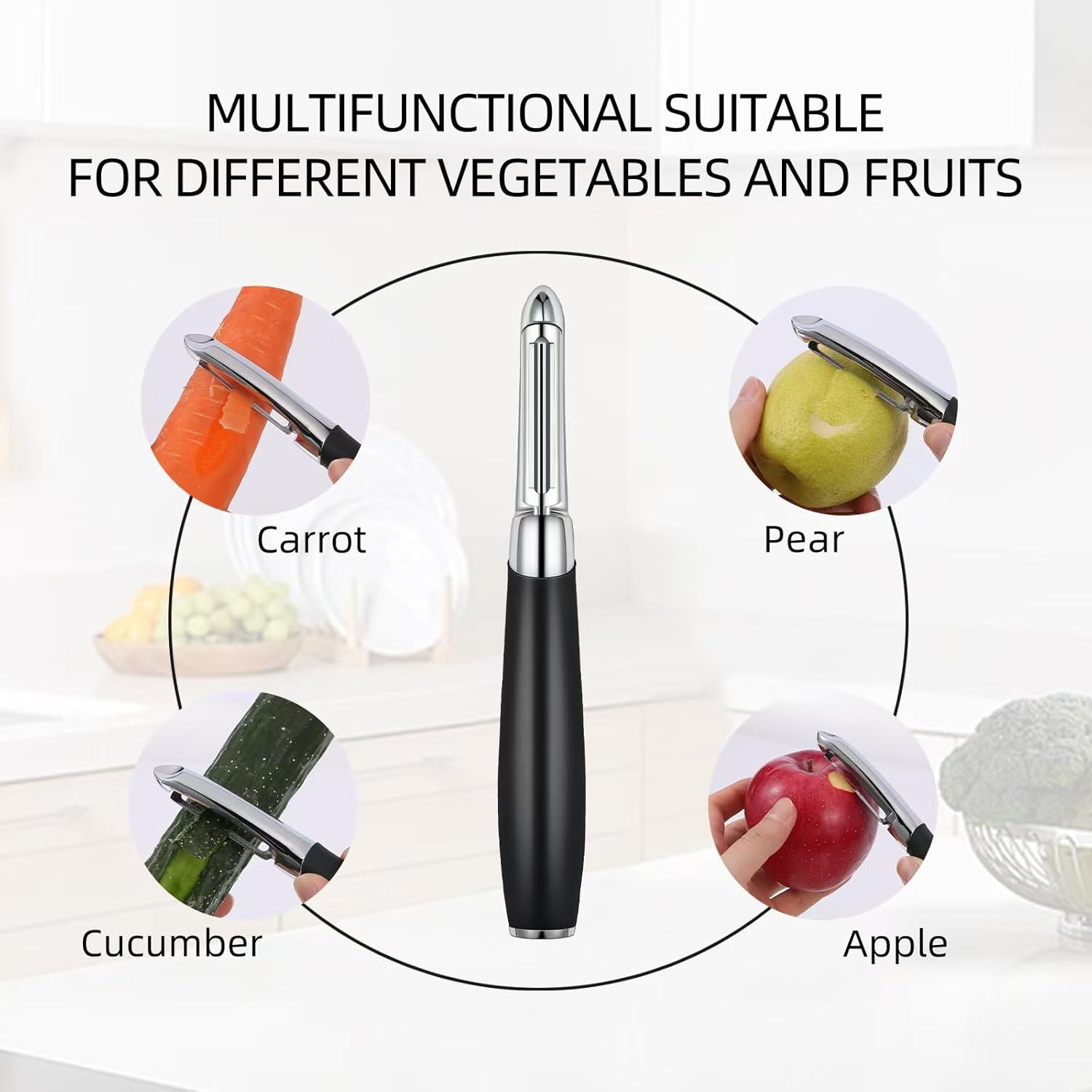 LIIGEMI Stainless Steel I Peeler with Sharp Blade, Non-slip Plastic Handle for Comfortable Peeling of Potatoes, Apples, Cucumbers, and More - Dishwasher Safe Vegetable Peeler