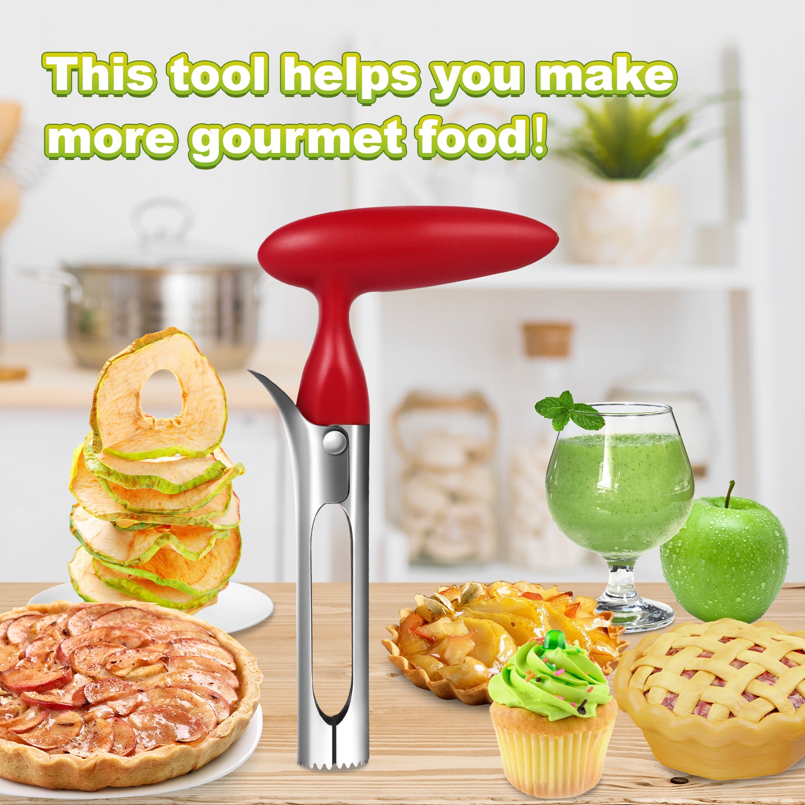 LIIGEMI Apple Corer Tool with Sharp Serrated for Pears,Premium Apple Core Remover ,Easily Core Fruits ,Fruit Flesh Separator Apple Core Puller