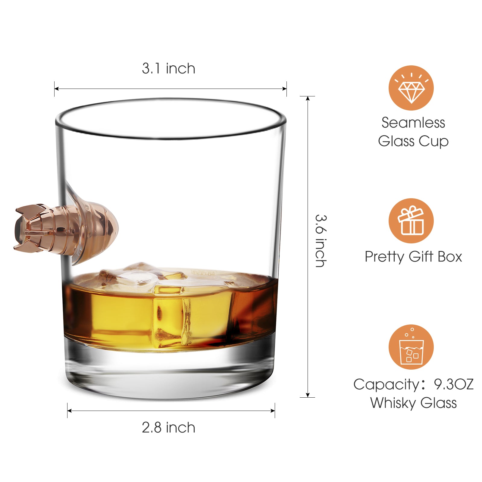 LIIGEMI Old Fashioned Whiskey Glasses for Men, Bourbon Glass,Bar Shot Glass set of 2,Personalized Rocks Cocktail Glass,Cool Gifts for Husband