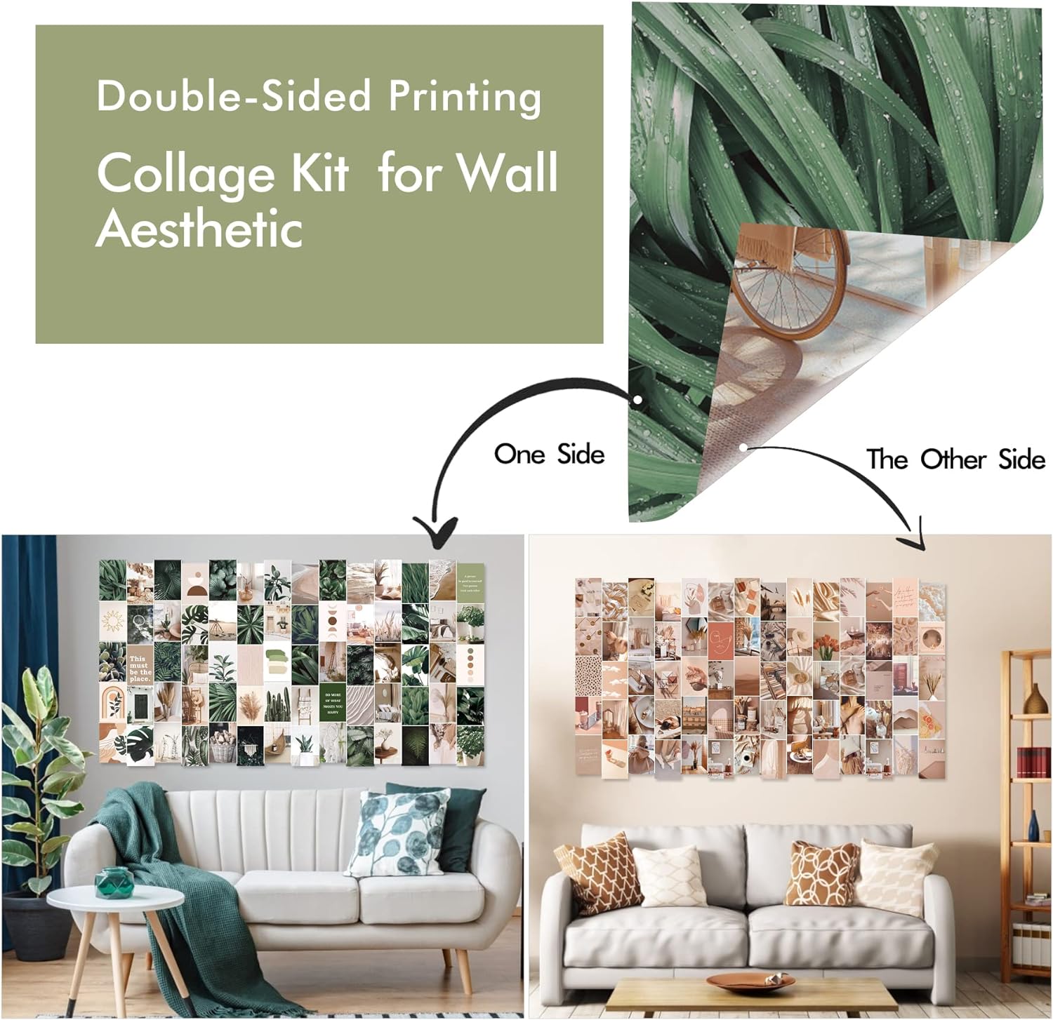 LIIGEMI 70PCS Botanical Wall Collage Kit Aesthetic Pictures,Bedroom Decor for Teen Girls, VSCO Room Decor, Boho Trendy Decor Photo Collection,Double- Sided, 70 Set 4x6 Inch