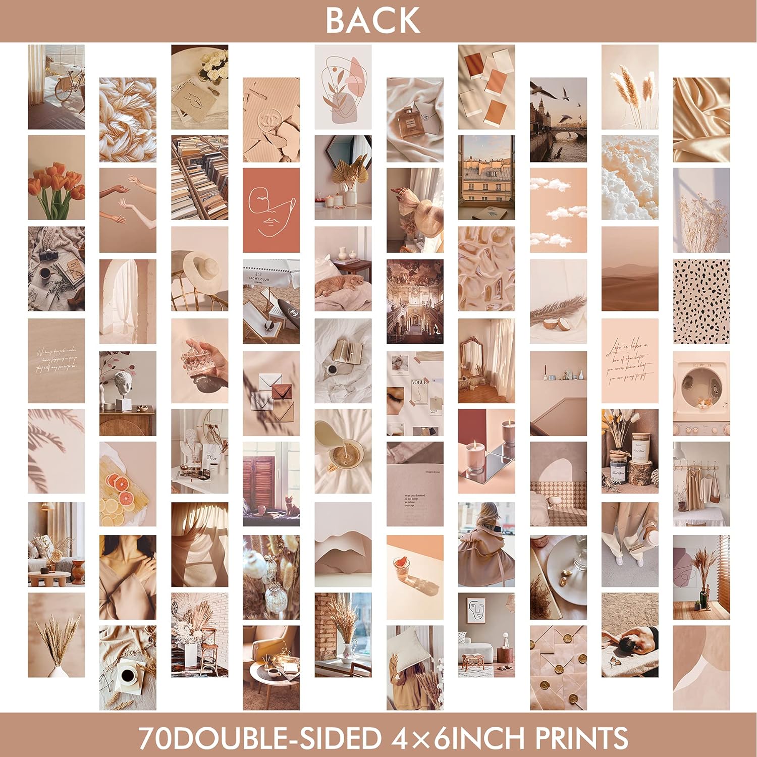 LIIGEMI 70PCS Botanical Wall Collage Kit Aesthetic Pictures,Bedroom Decor for Teen Girls, VSCO Room Decor, Boho Trendy Decor Photo Collection,Double- Sided, 70 Set 4x6 Inch