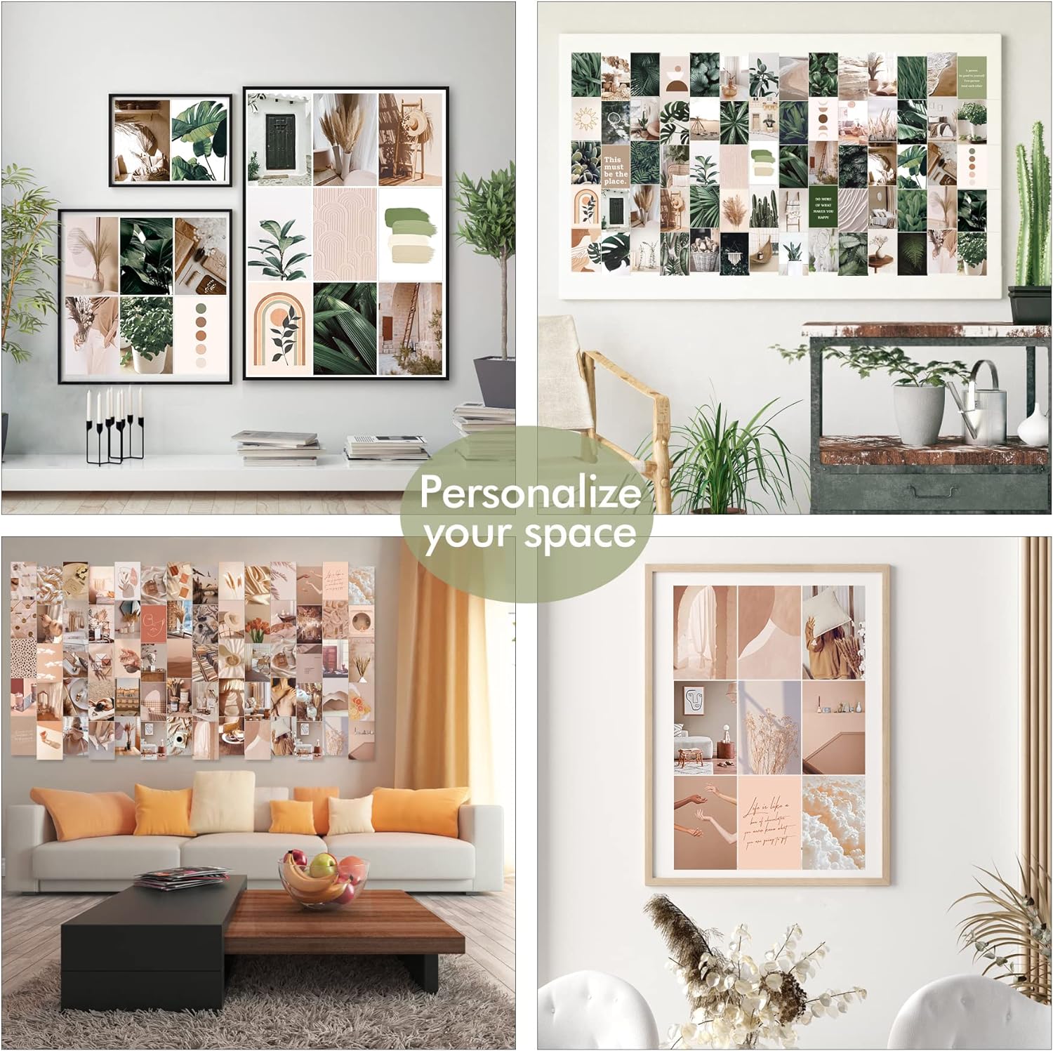 LIIGEMI 70PCS Botanical Wall Collage Kit Aesthetic Pictures,Bedroom Decor for Teen Girls, VSCO Room Decor, Boho Trendy Decor Photo Collection,Double- Sided, 70 Set 4x6 Inch