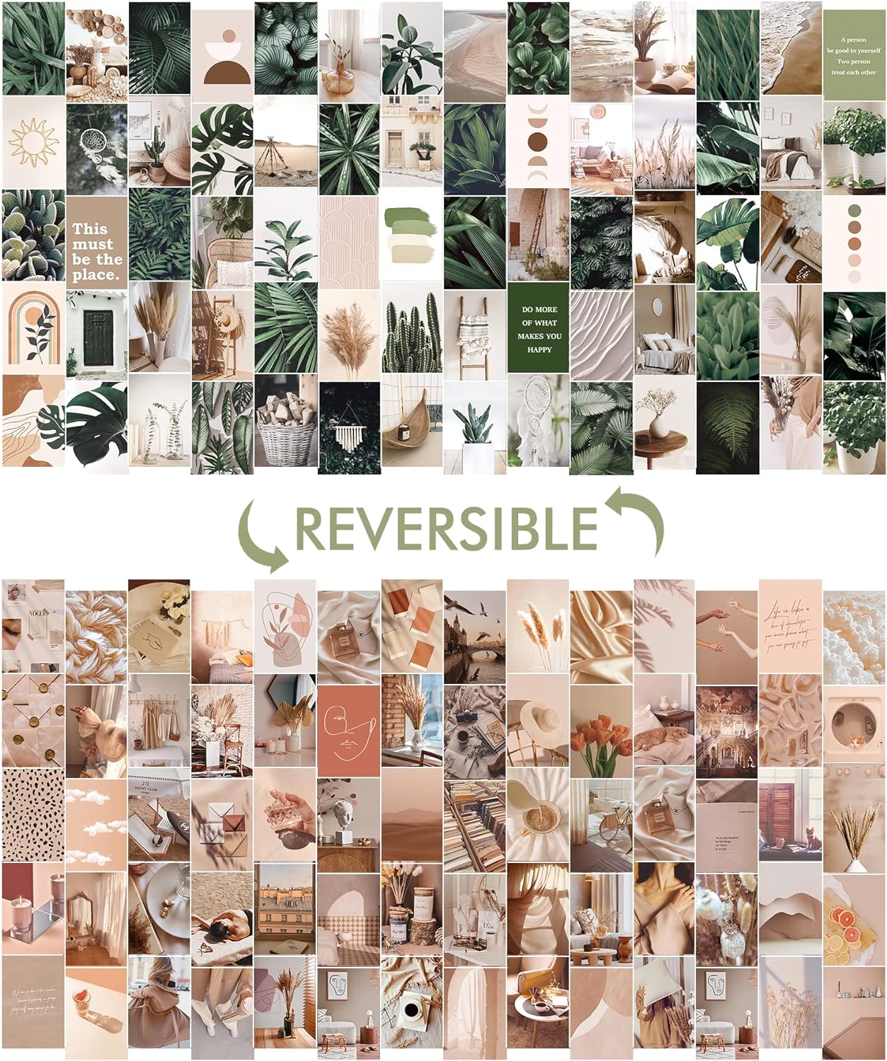 LIIGEMI 70PCS Botanical Wall Collage Kit Aesthetic Pictures,Bedroom Decor for Teen Girls, VSCO Room Decor, Boho Trendy Decor Photo Collection,Double- Sided, 70 Set 4x6 Inch