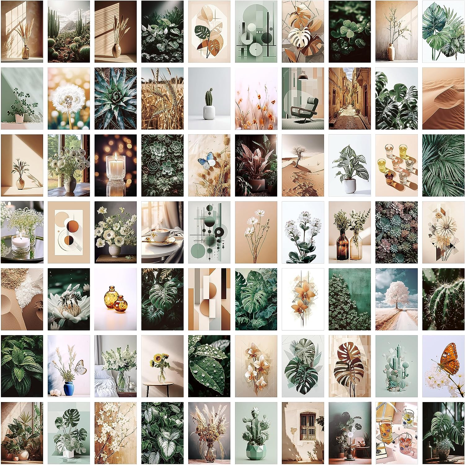 LIIGEMI 70PCS Botanical Wall Collage Kit Aesthetic Pictures, Photo collage kit, Bedroom Decor for Teen Girls, VSCO Girls Bedroom Decor, Aesthetic Posters,70 Set 4x6 Inch (Green)
