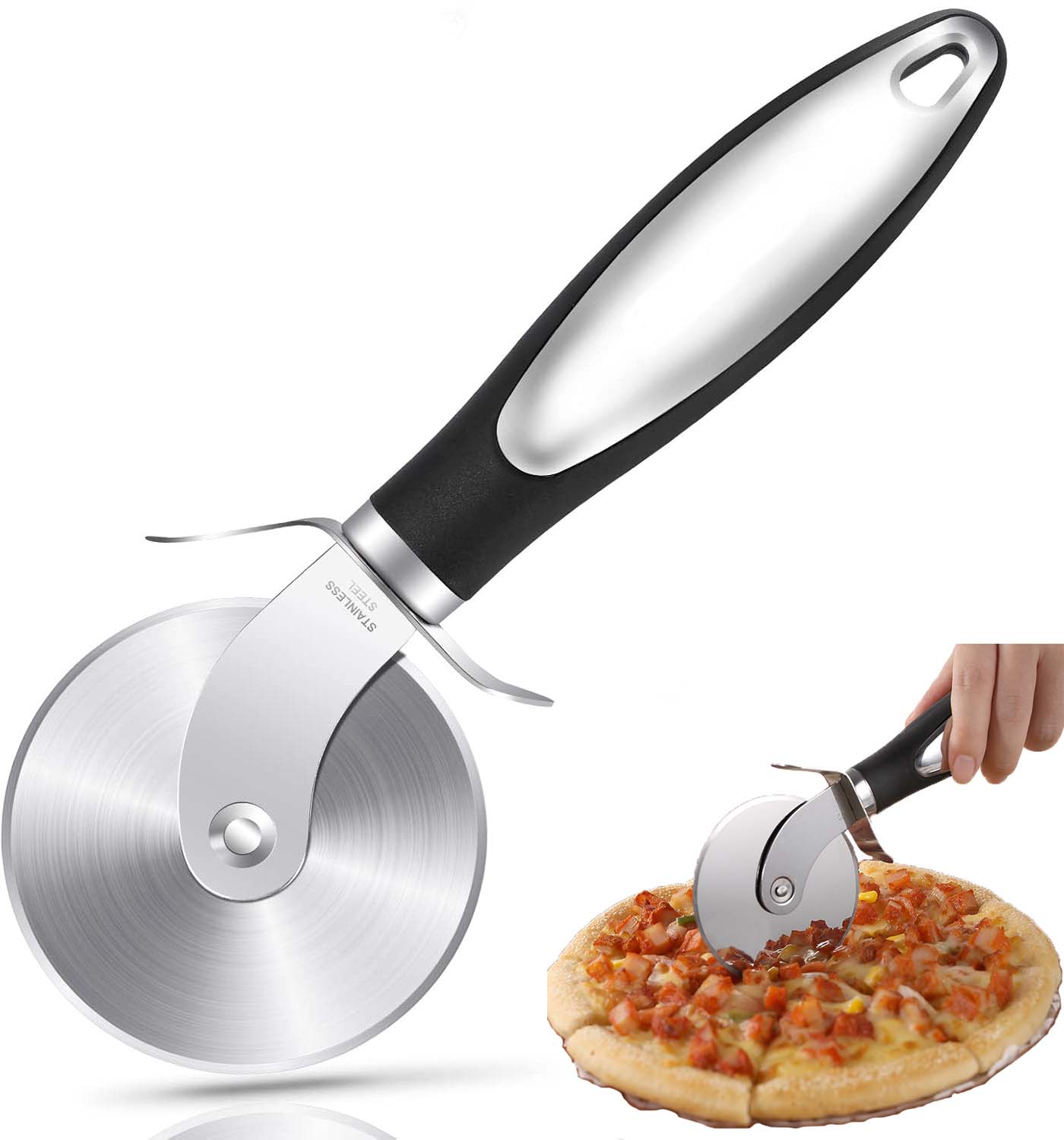 LIIGEMI Professional Pizza Cutter Wheel – Heavy-Duty Stainless Steel Blade | Effortless Cutting for Thick Crust, Deep Dish & Frozen Pizza | Non-Slip Ergonomic Handle | Dishwasher Safe & Rust-Proof