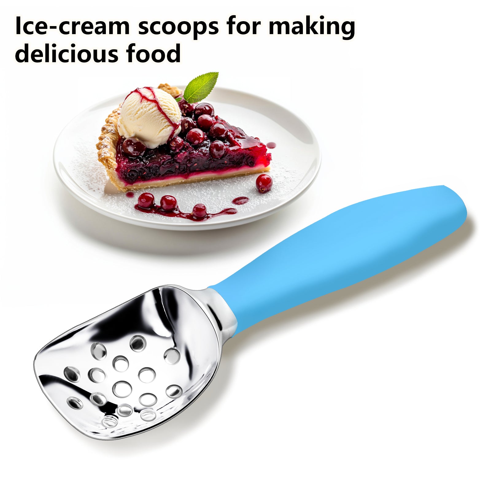 LIIGEMI Ice Cream Scoop,Ergonomic Non-Slip Handle for Easy Scooping & Serving,for Gelato,Sorbet,Frozen Yogurt (Blue)