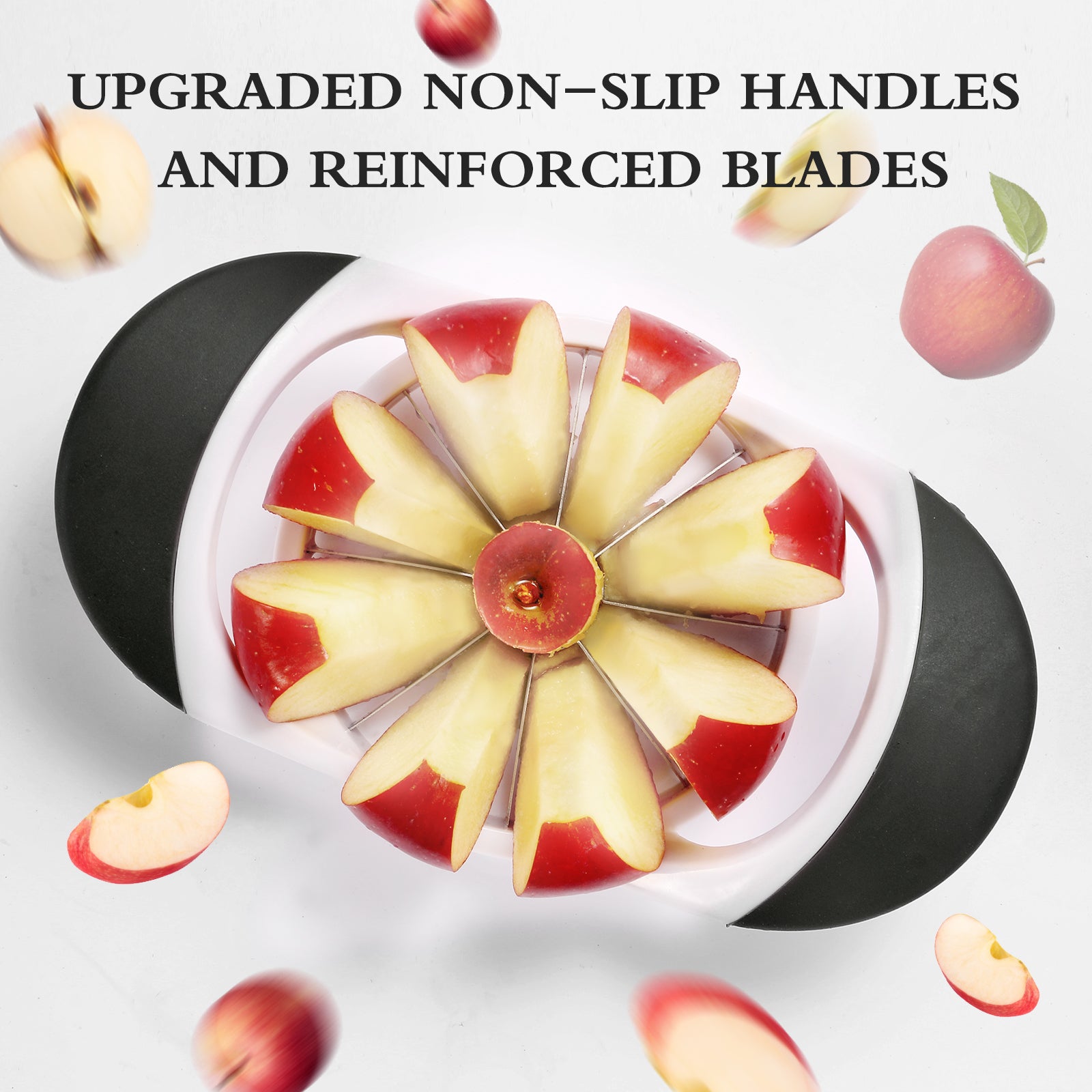 LIIGEMI Apple Slicer Corer，4.72 Inch Apple Slicer Super Sharp Apple Cutter with 8 Stainless Steel Blades and Anti-slip Handle（White）