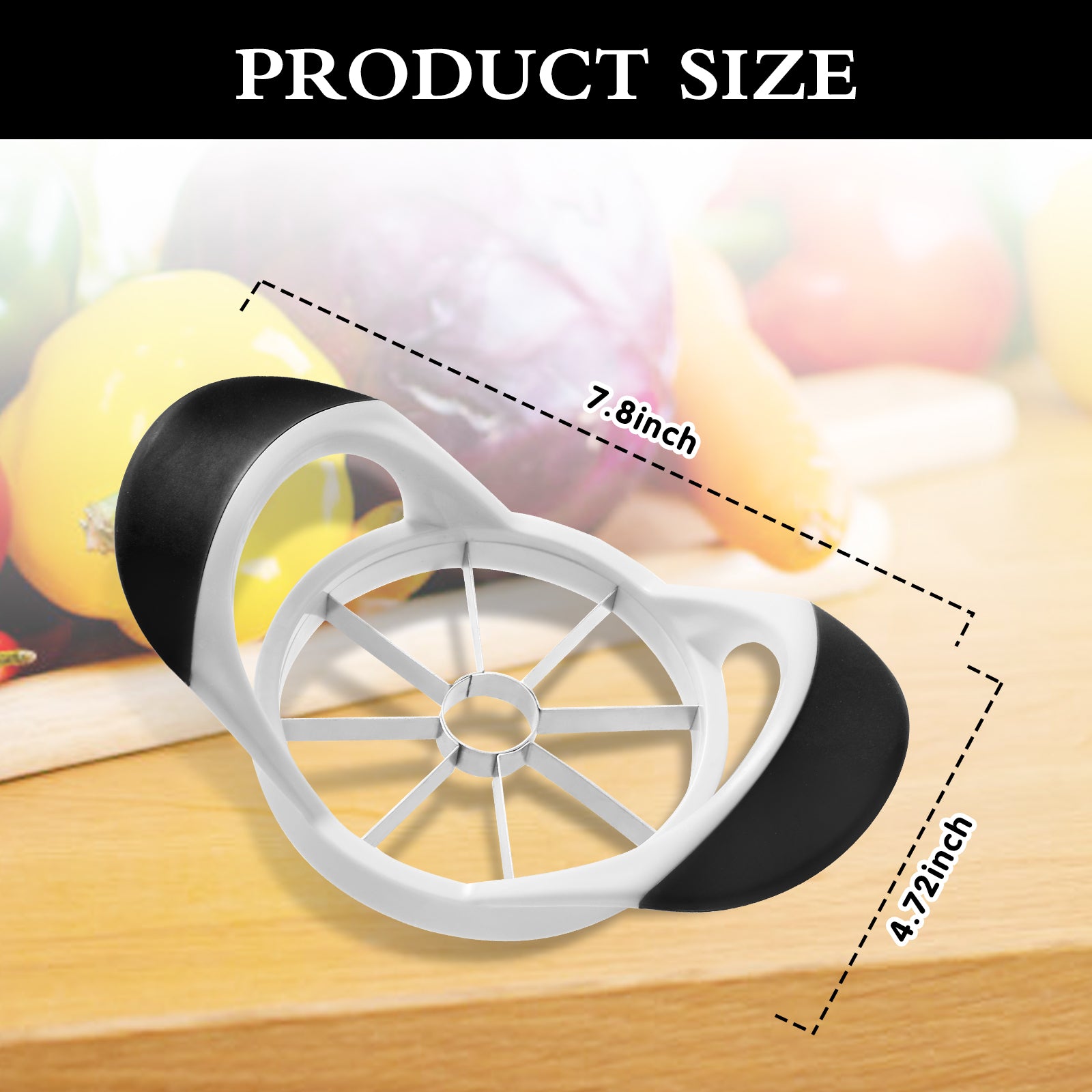 LIIGEMI Apple Slicer Corer，4.72 Inch Apple Slicer Super Sharp Apple Cutter with 8 Stainless Steel Blades and Anti-slip Handle（White）