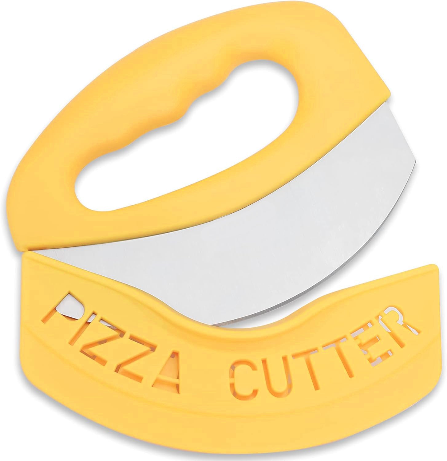 LIIGEMI Professional Pizza Cutter Rocker, Effortless Cutting for Thick Crust,Stainless Steel Blade Pizza Slicer with Non-Slip Ergonomic Handle(Yellow)