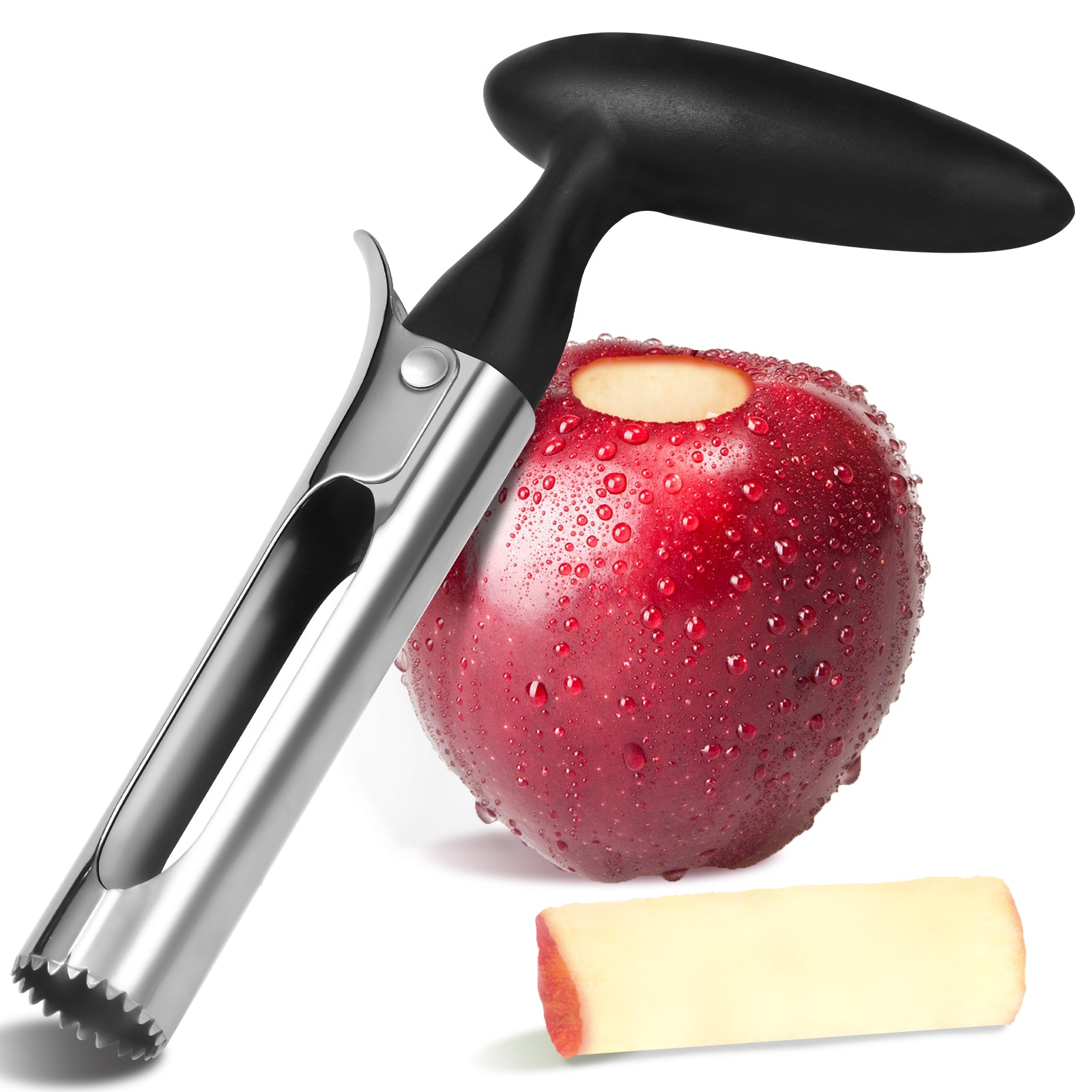 Apple Corer Tool with Sharp Serrated for Pears，Premium Apple Core Remover ，Easily Core Fruits ，Fruit Flesh Separator Apple Core Puller（black）