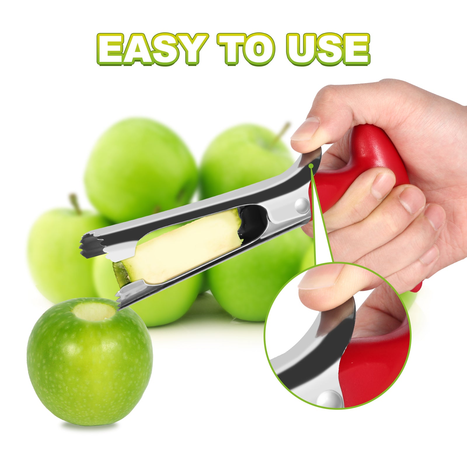 LIIGEMI Apple Corer Tool with Sharp Serrated for Pears，Premium Apple Core Remover ，Easily Core Fruits ，Fruit Flesh Separator Apple Core Puller