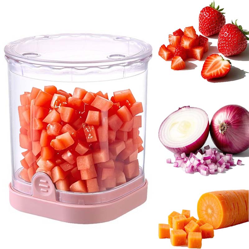 LIIGEMI Veggie Chopper and Vegetable Cutter - Food Dicer with Container for Onion, Strawberry Slicer and Grape Cutter - Efficient Vegetable Chopper（Pink）