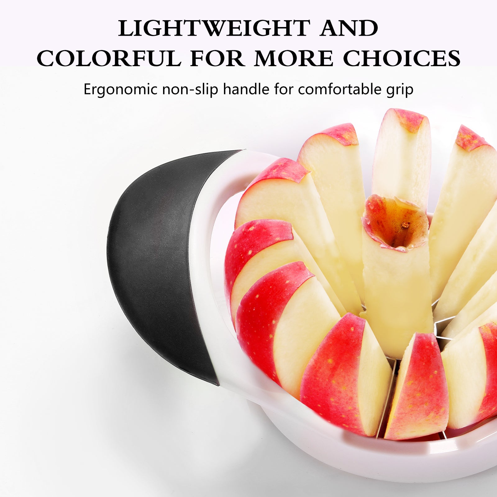 Apple Slicer Corer，4.72 Inch Apple Slicer Super Sharp Apple Cutter with 12 Stainless Steel Blades and Anti-slip Handle(white