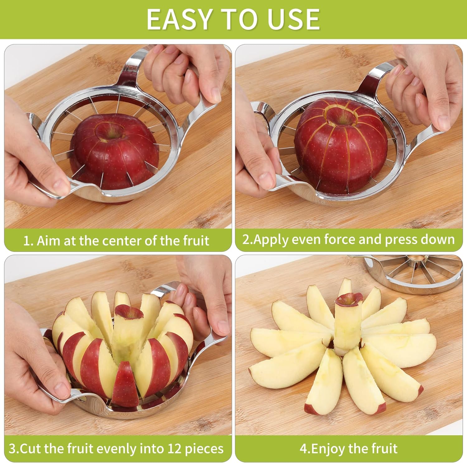 12-Blade Extra Large Apple Slicer: Time-Saving, Heavy Duty, Easy to Use.