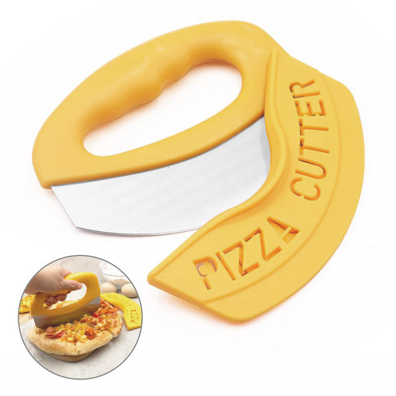 LIIGEMI Professional Pizza Cutter Rocker, Effortless Cutting for Thick Crust,Stainless Steel Blade Pizza Slicer with Non-Slip Ergonomic Handle(Yellow)