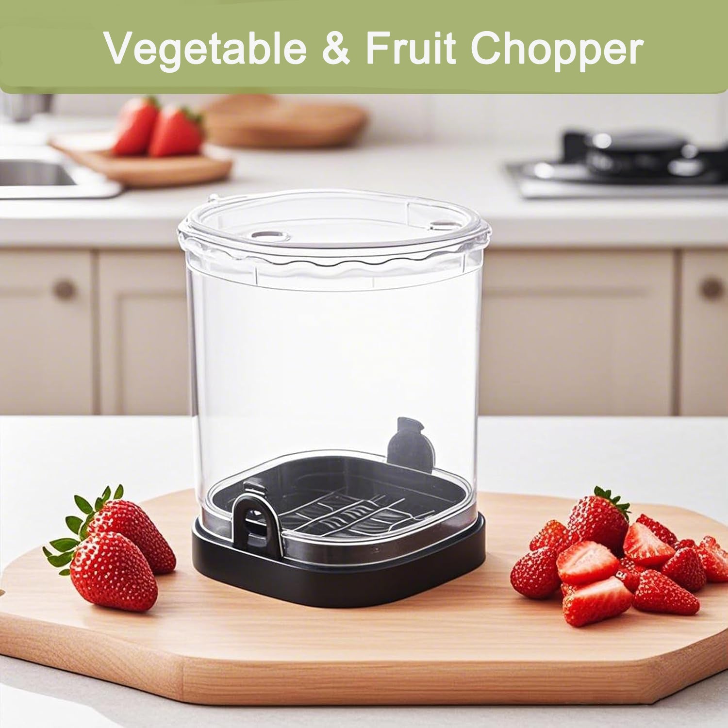 LIIGEMI Veggie Chopper and Vegetable Cutter - Food Dicer with Container for Onion, Strawberry Slicer and Grape Cutter - Efficient Vegetable Chopper（Black）