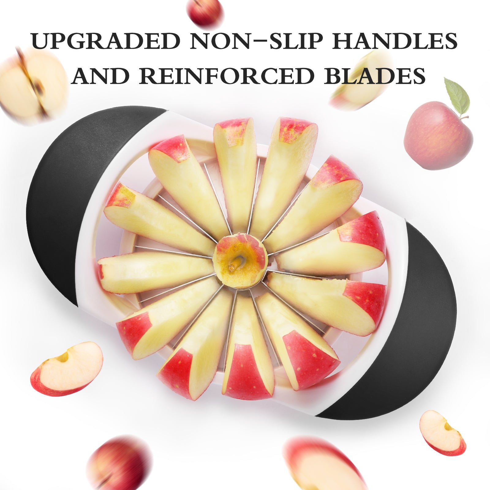 Apple Slicer Corer，4.72 Inch Apple Slicer Super Sharp Apple Cutter with 12 Stainless Steel Blades and Anti-slip Handle(white