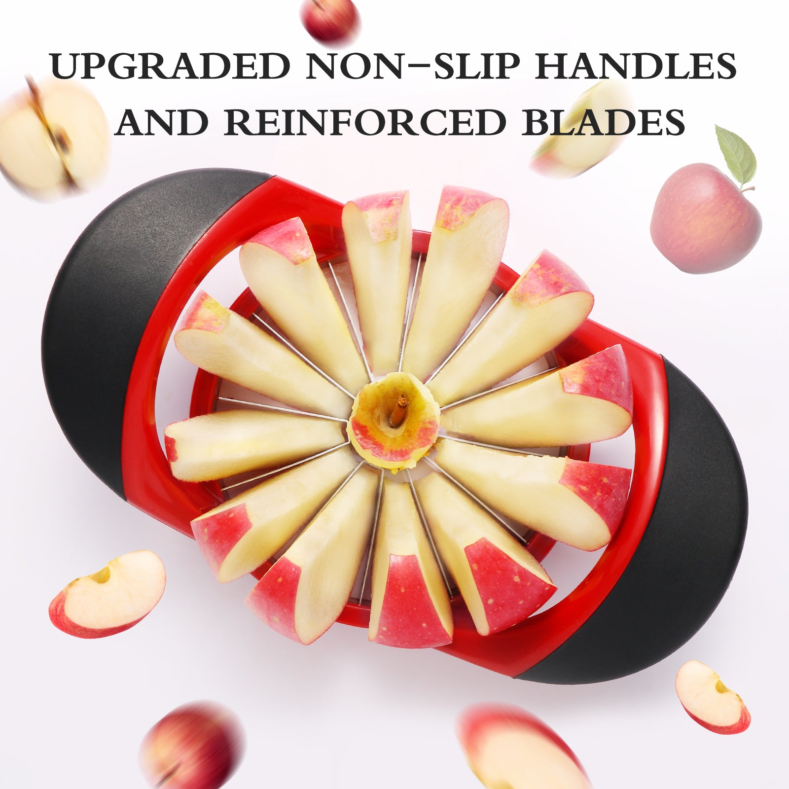 Apple Slicer Corer，4.72 Inch Apple Slicer Super Sharp Apple Cutter with 12 Stainless Steel Blades and Anti-slip Handle