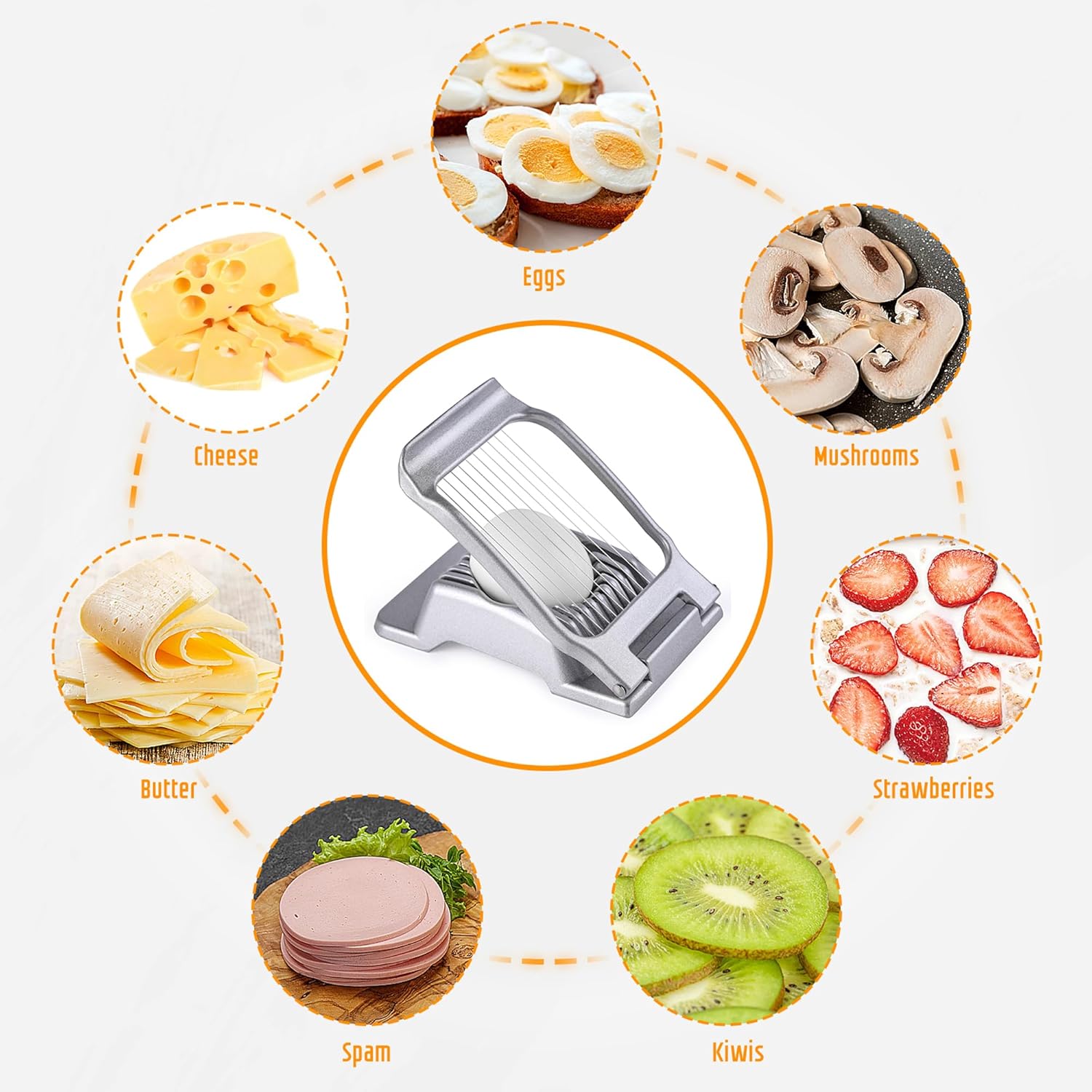 LIIGEMI Multi-Purpose Egg & Fruit Slicer – Heavy Duty Aluminum with Stainless Steel Wires – Perfect for Eggs, Strawberries, Mushrooms & More!