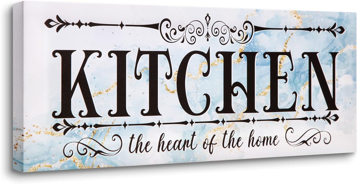 LIIGEMI Kitchen Decor Wall Art,Canvas Prints Kitchen Signs Wall Decor,Vintage Modern Rustic Farmhouse Kitchen Decorative (17 X 6 inch)