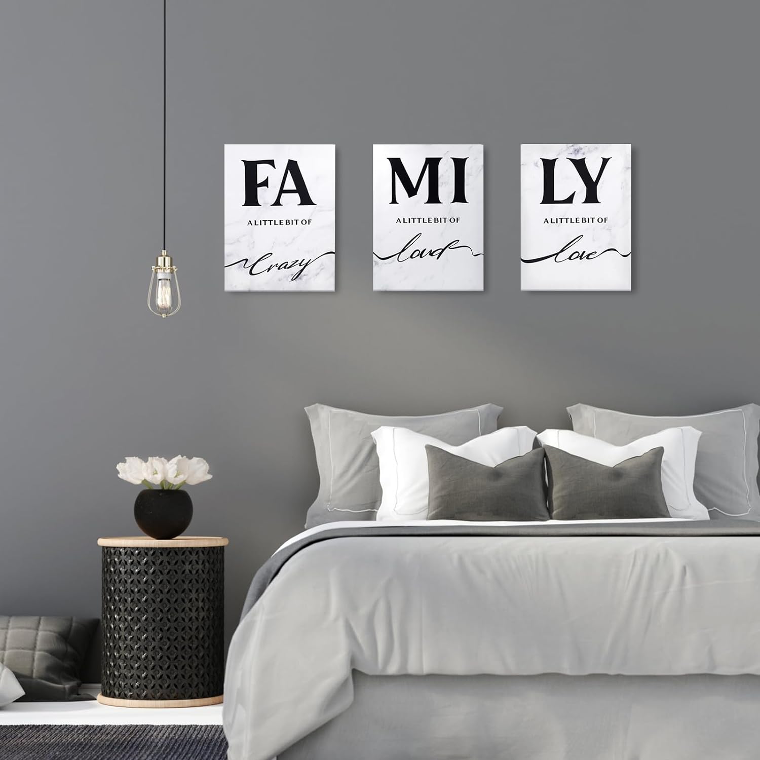 LIIGEMI Family Wall Decor Set of 3,Canvas Wall Art,Family Prints Signs Framed, Retro Artwork Decoration for Bedroom, Living Room, Home Wall Decor（11.8 x15.8 inch）