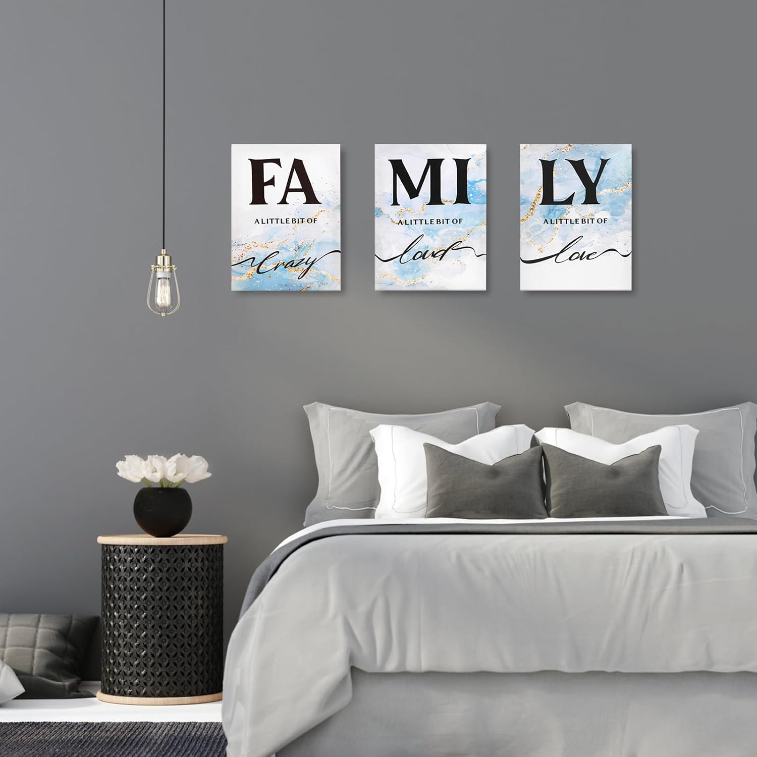 LIIGEMI Family Wall Decor Set of 3,Canvas Wall Art,Family Prints Signs Framed, Retro Artwork Decoration for Bedroom, Living Room, Home Wall Decor（11.8 x15.8 inch）