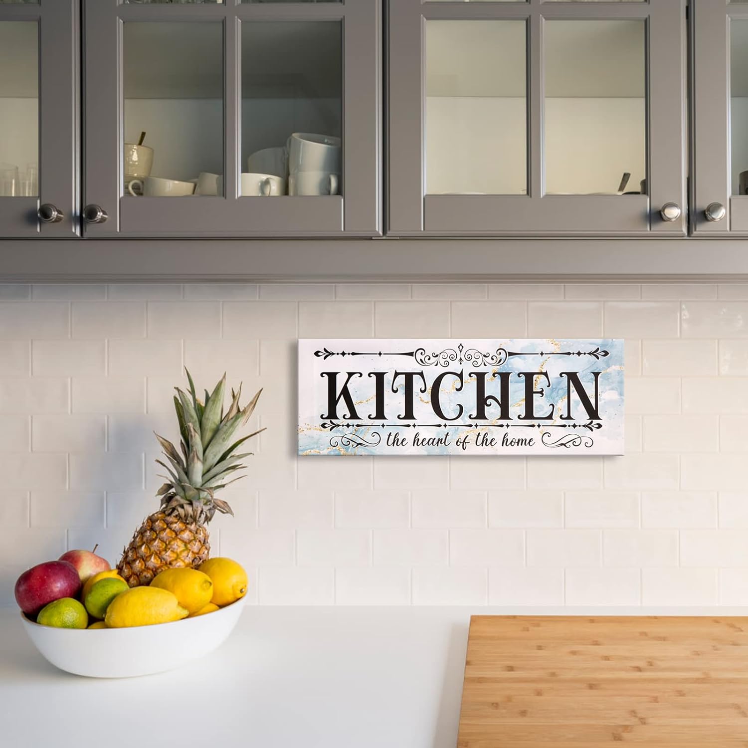 LIIGEMI Kitchen Decor Wall Art,Canvas Prints Kitchen Signs Wall Decor,Vintage Modern Rustic Farmhouse Kitchen Decorative (17 X 6 inch)