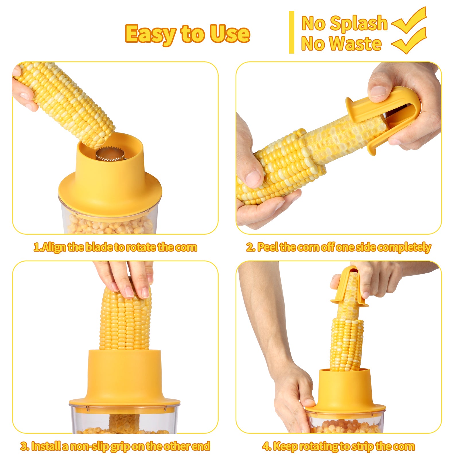 LIIGEMI Corn Cob Strippe,Corn Peeler for Corn on the Cob,Corn Kernel Remover Tool with Anti Slip Cover,Corn Cutter Easy to Use