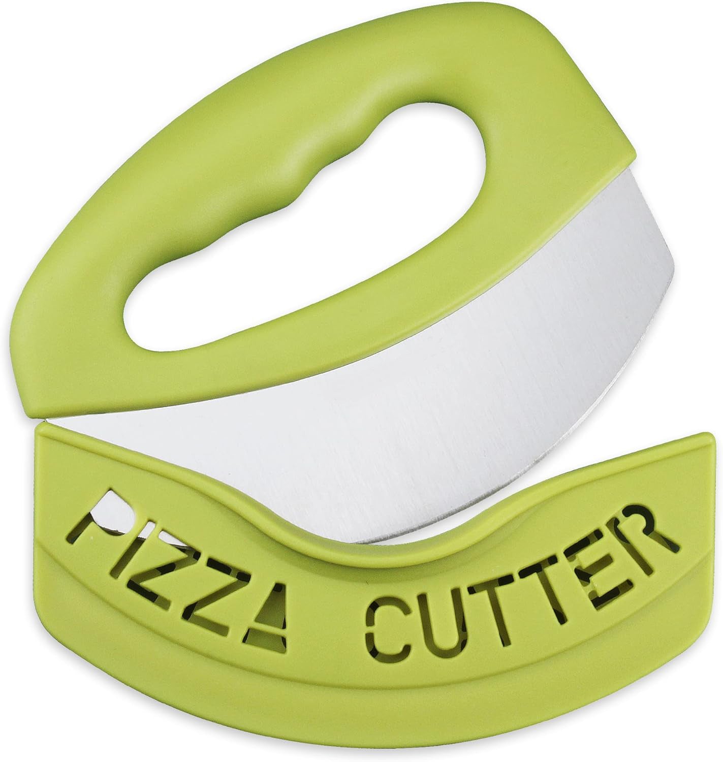 LIIGEMI Professional Pizza Cutter Rocker, Effortless Cutting for Thick Crust,Stainless Steel Blade Pizza Slicer with Non-Slip Ergonomic Handle(Green)