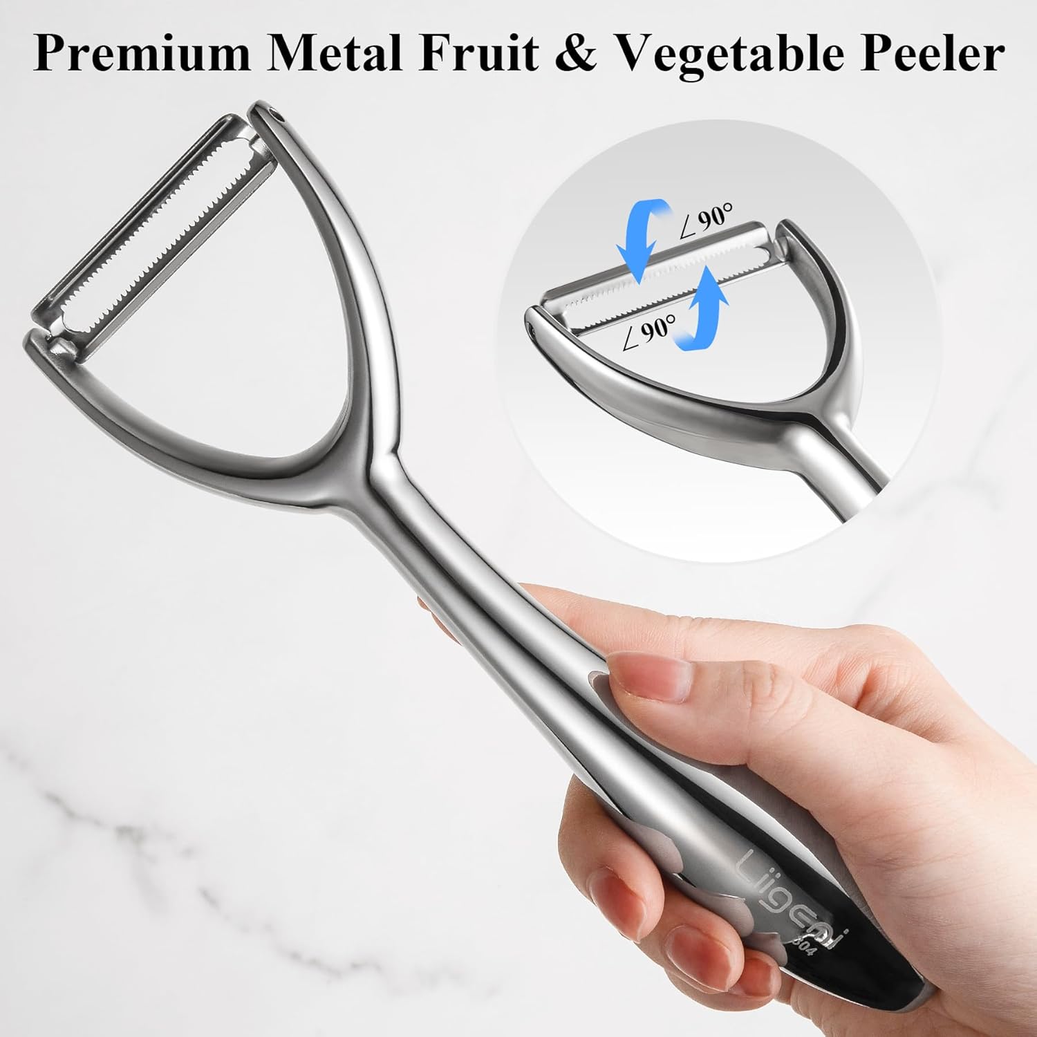 LIIGEMI Vegetable and Fruit Peeler，Comfortable Y Shaped Hand Peeler for Kitchen，Stainless Steel Veggie Potato Peeler