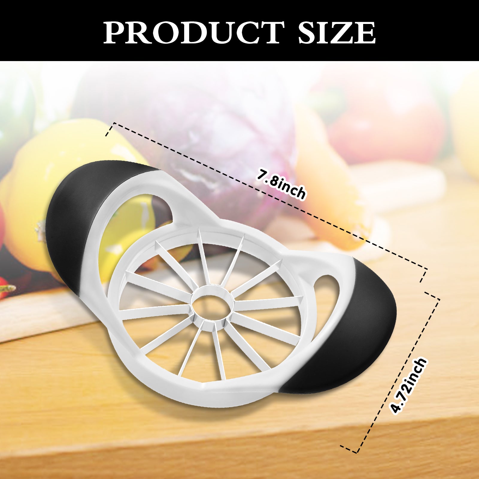 Apple Slicer Corer，4.72 Inch Apple Slicer Super Sharp Apple Cutter with 12 Stainless Steel Blades and Anti-slip Handle(white