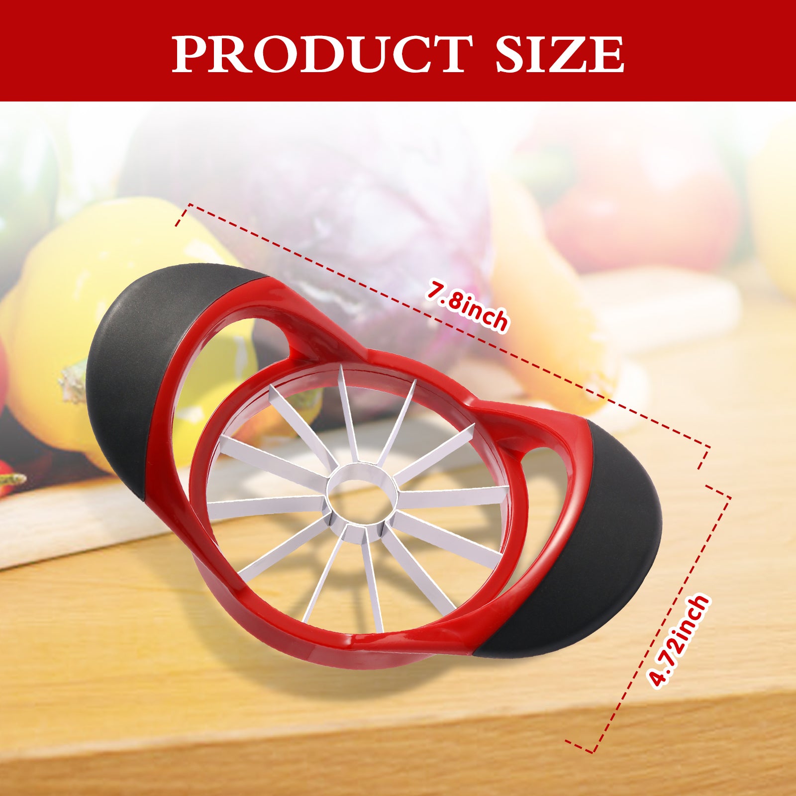 Apple Slicer Corer，4.72 Inch Apple Slicer Super Sharp Apple Cutter with 12 Stainless Steel Blades and Anti-slip Handle