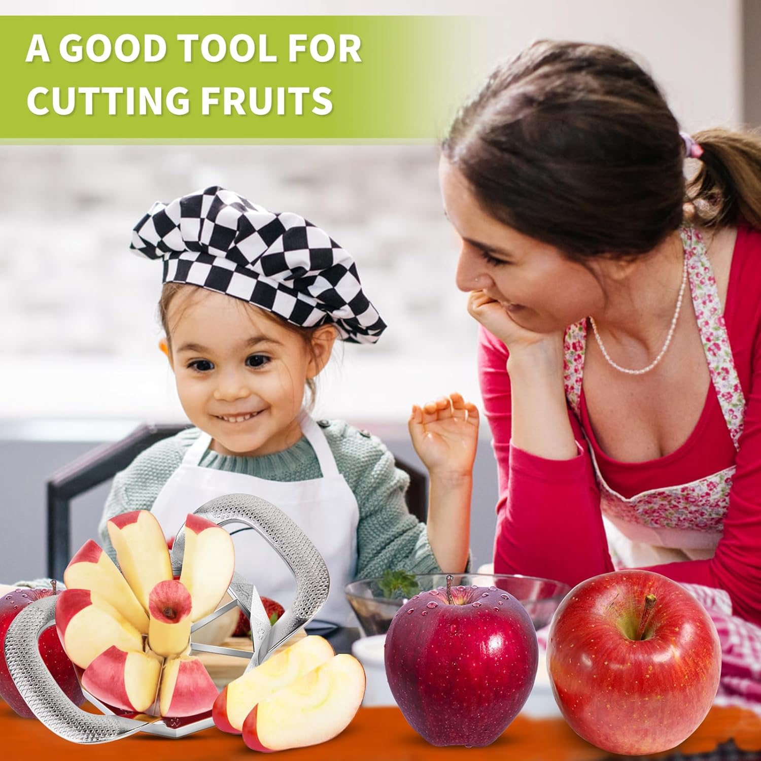 8-Blade Stainless Apple Slicer: Sharp, Sturdy, Easy to Use.