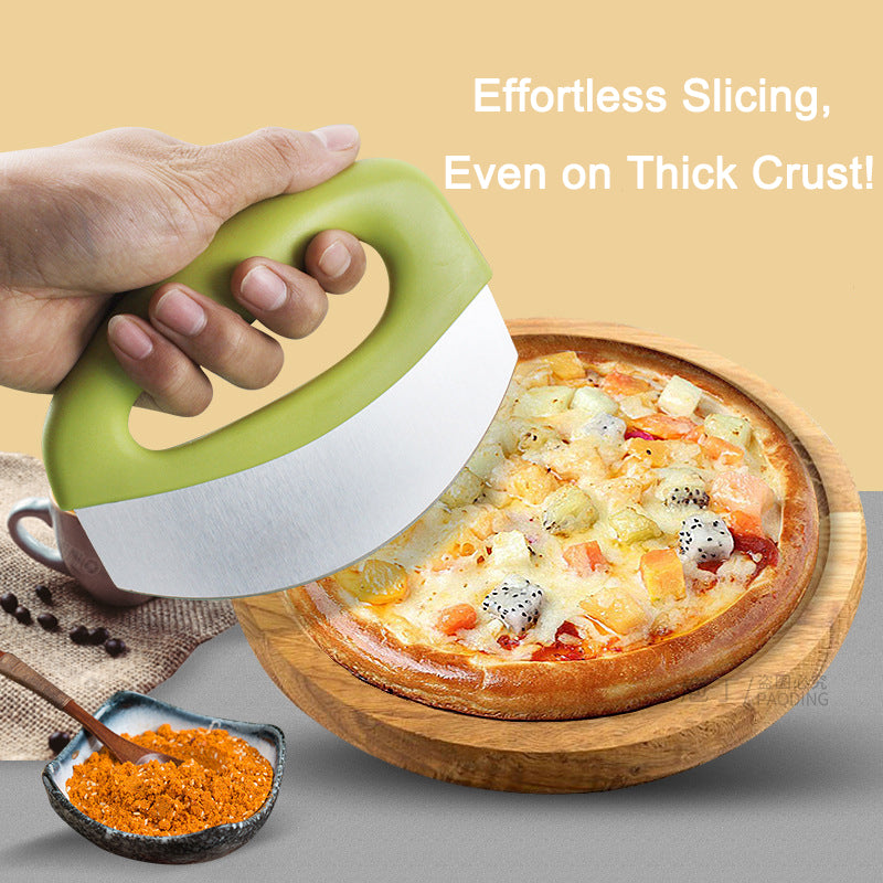 LIIGEMI Professional Pizza Cutter Rocker, Effortless Cutting for Thick Crust,Stainless Steel Blade Pizza Slicer with Non-Slip Ergonomic Handle(Green)